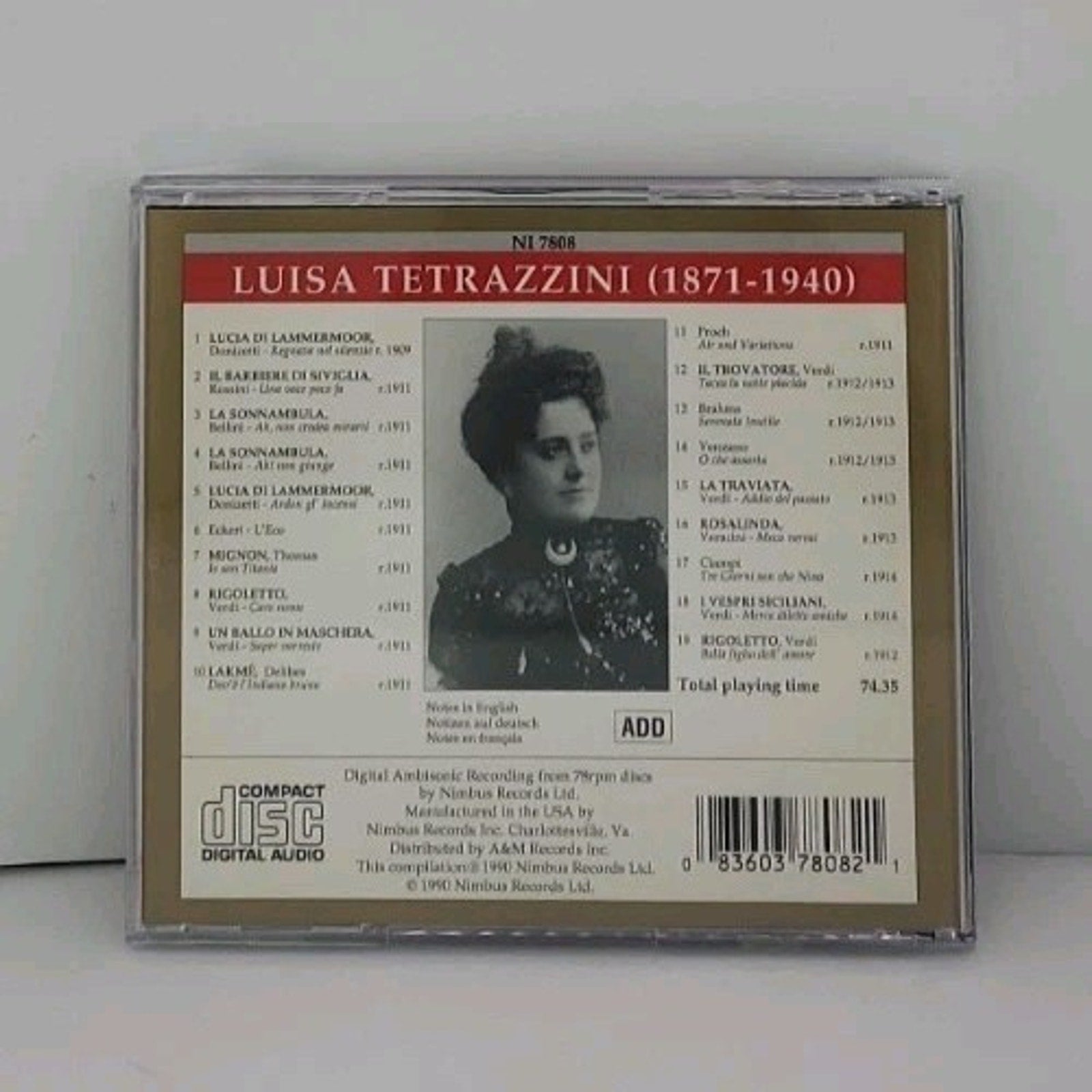 Tetrazzini Prima Voce CD Nimbus Records
