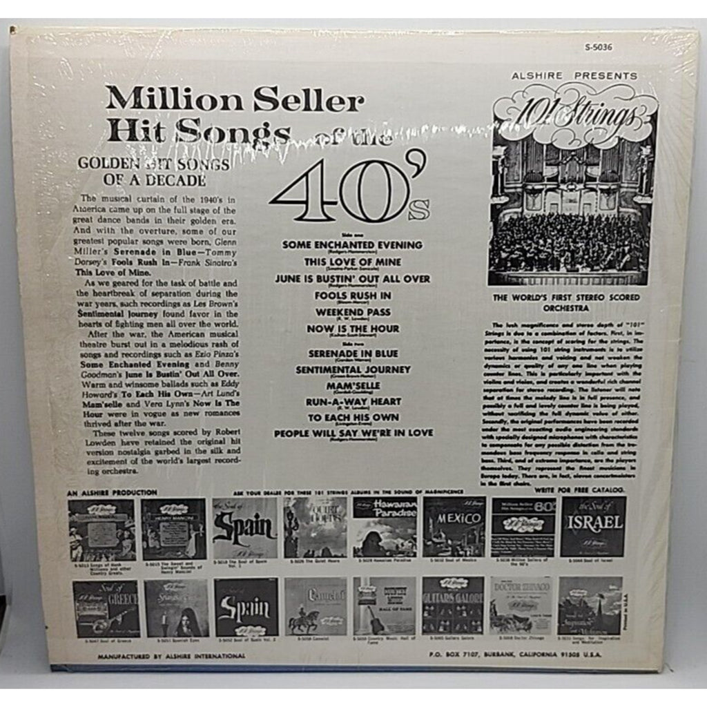 101 Strings - Million Seller Hit Songs of the 40's Vinyl Record (Record)