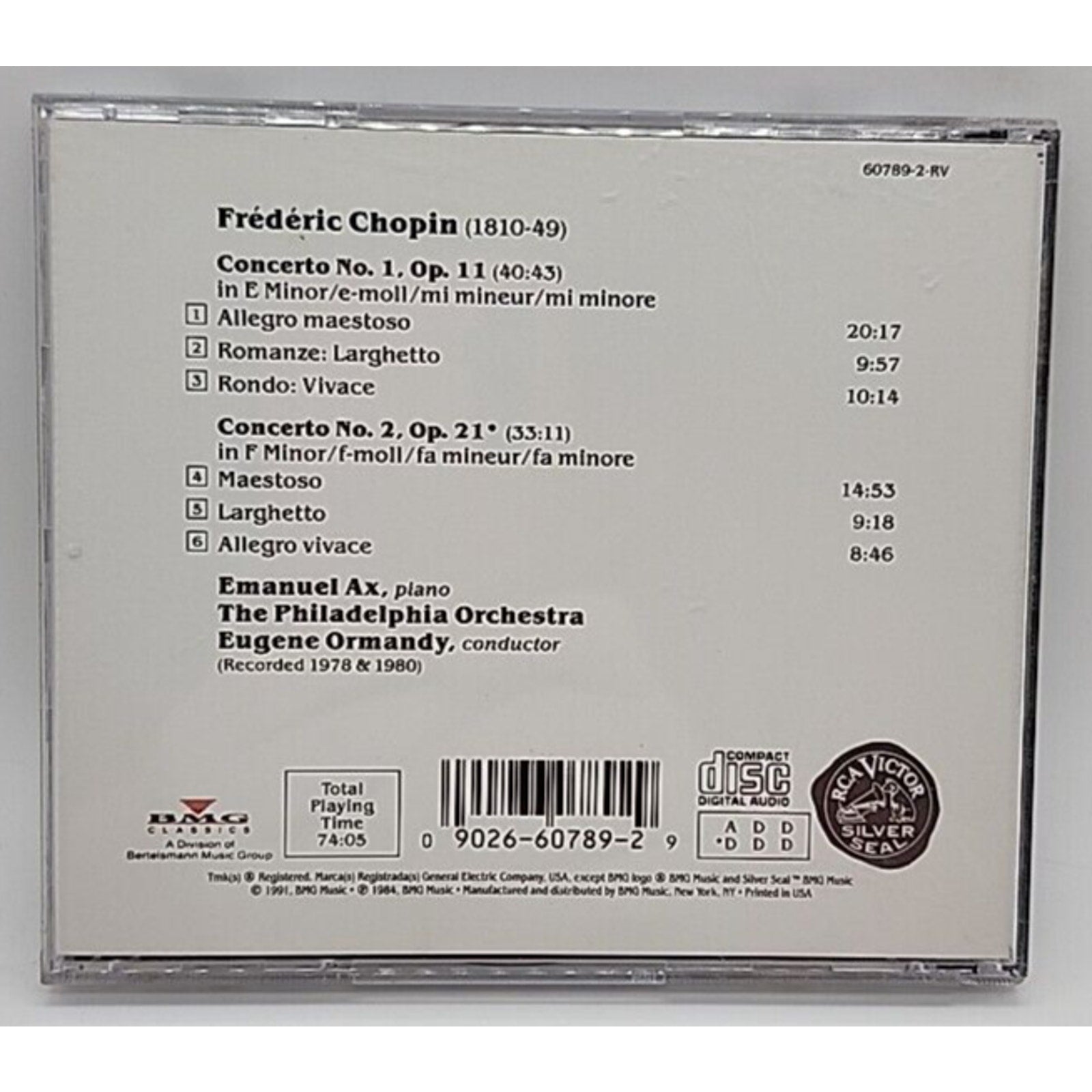 Piano Concerti 1 & 2 by Eugene Ormandy (CD, 1991)