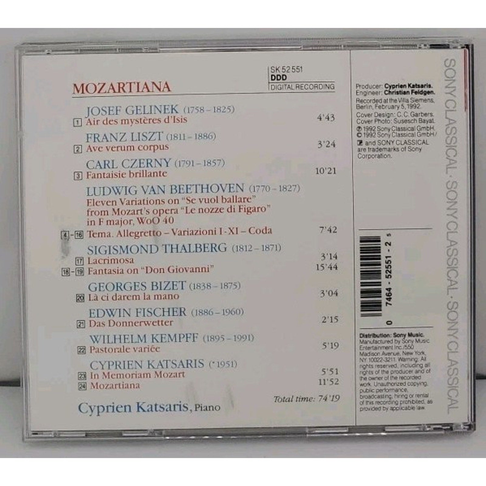 Mozartiana by Katsaris, Cyprien (CD, 2007)