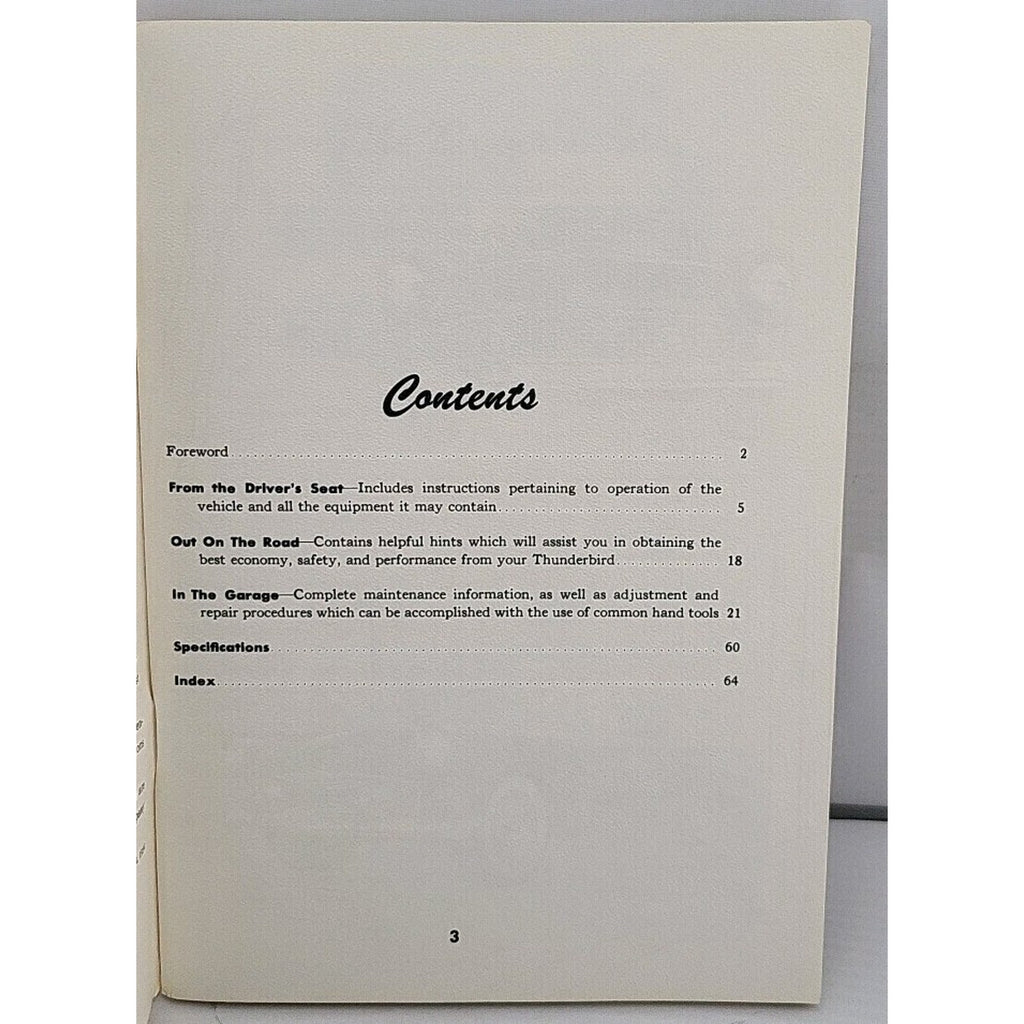 Original 1955 Ford Thunderbird Handbook - Form 7513-55