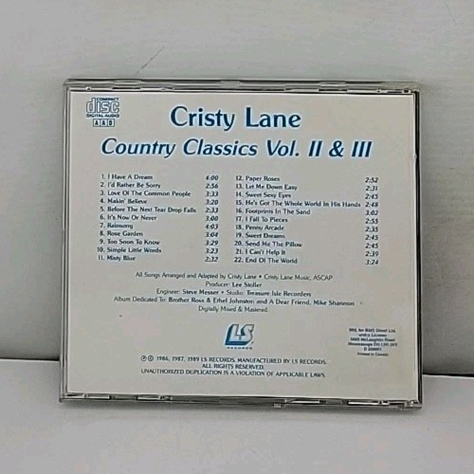 Cristy Lane Country Classics Vol. II & III CD - 1989