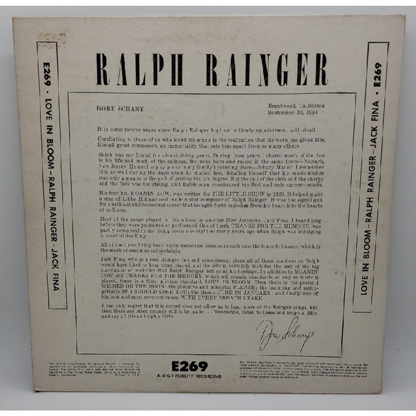 Love In Bloom Ralph Rainger Record