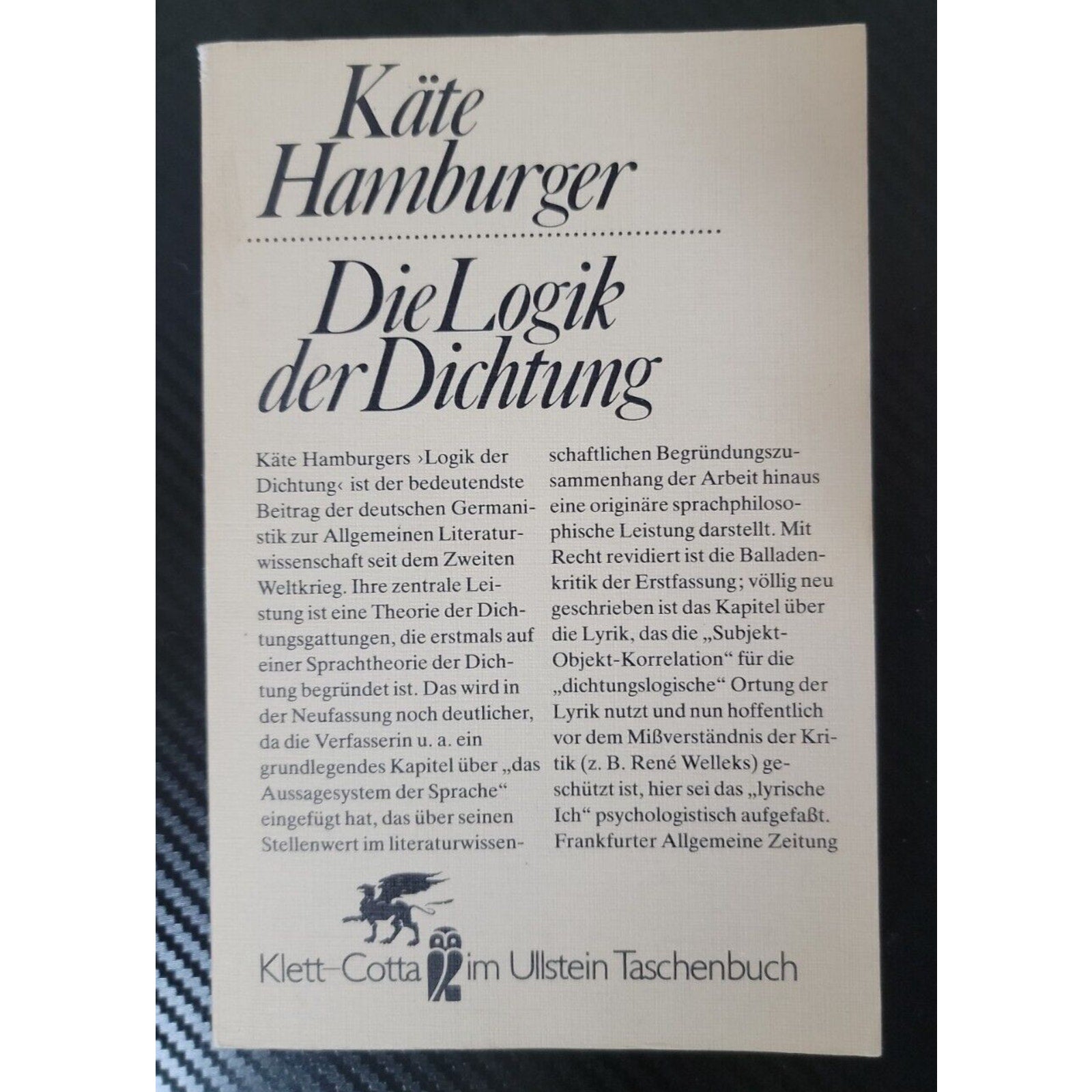 Kate Hamburger DieLogik der Dichtung