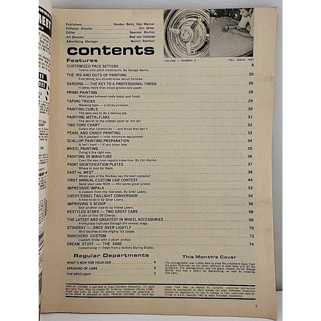 Popular Customs: The Easiest Way To Restyle Your Car Magazine Fall Issue 1963