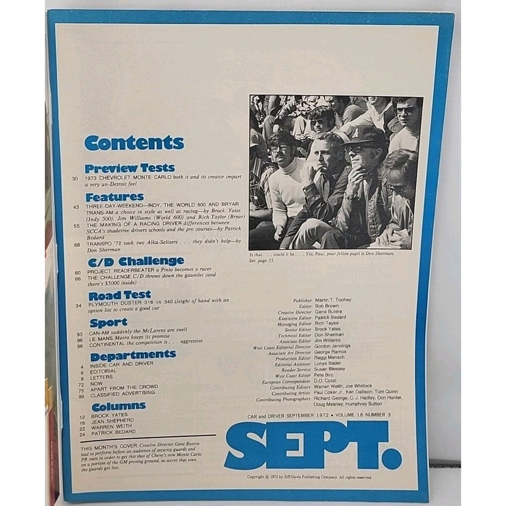 Car And Driver Magazine - September 1972 - Volume 18 Number 3