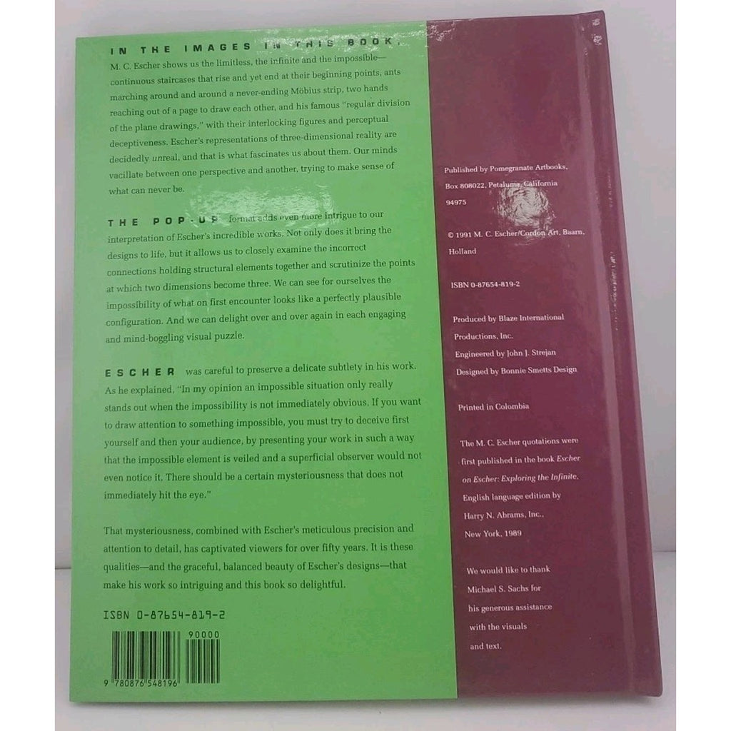 Pop-Up Book of M. C. Escher by M. C. Escher (1992, Hardcover)