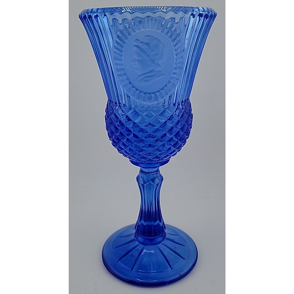Vintage Avon Cobalt Blue Glass Goblet Martha Washington Fostoria Cameo 8 Inches