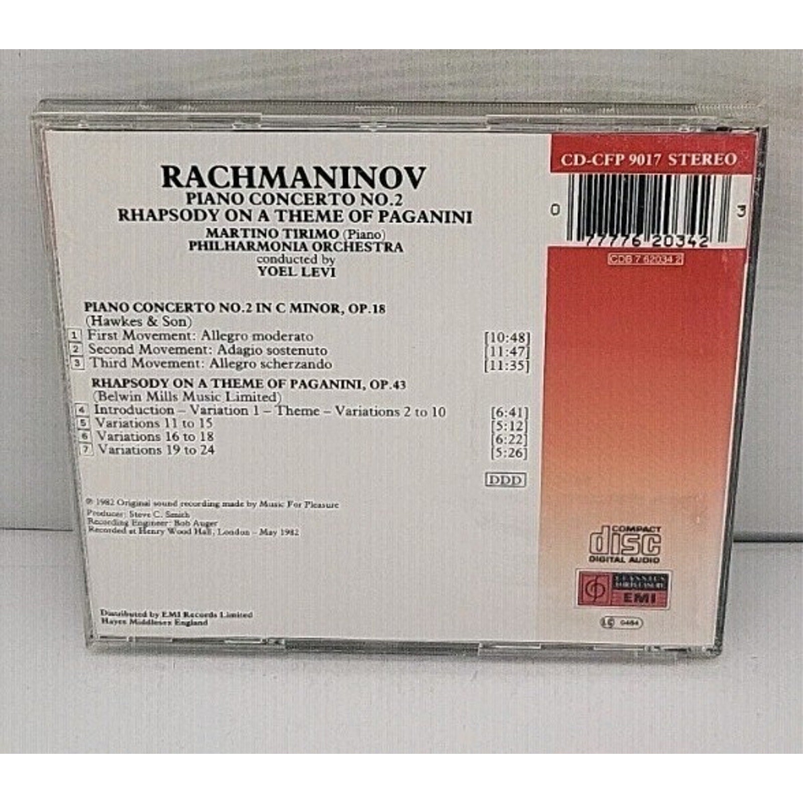 Rachmaninov Piano Concerto No. 2 - Rhapsody On A Theme Of Paganini CD