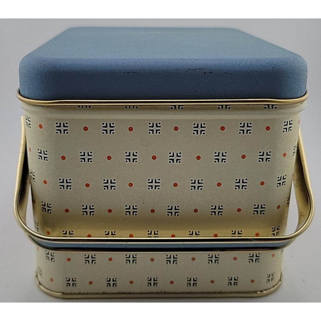 Vintage Tin Box with Lid Sheep Fairytale Blue Storage Container 6"x5"x4.5"