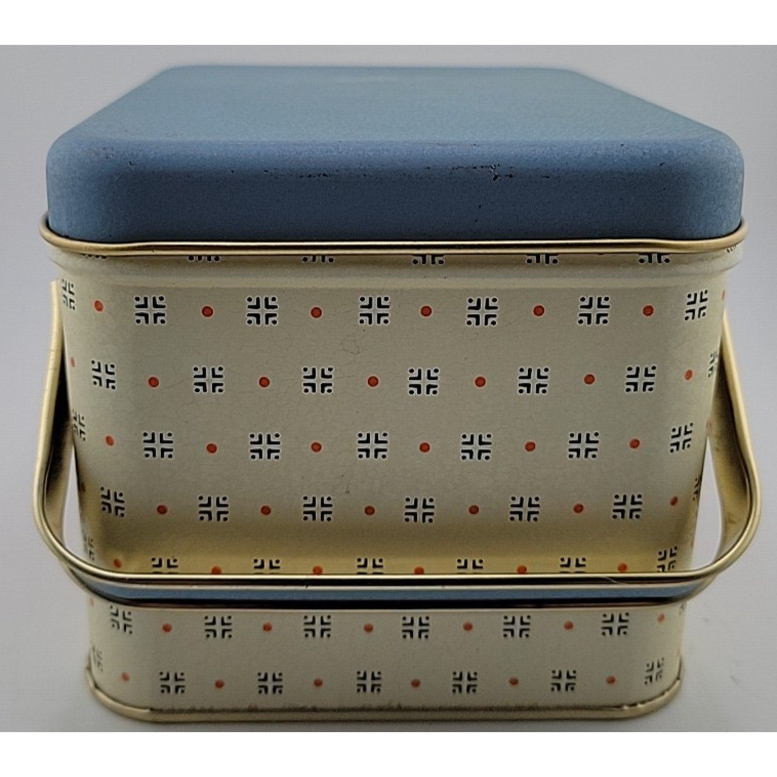Vintage Tin Box with Lid Sheep Fairytale Blue Storage Container 6"x5"x4.5"