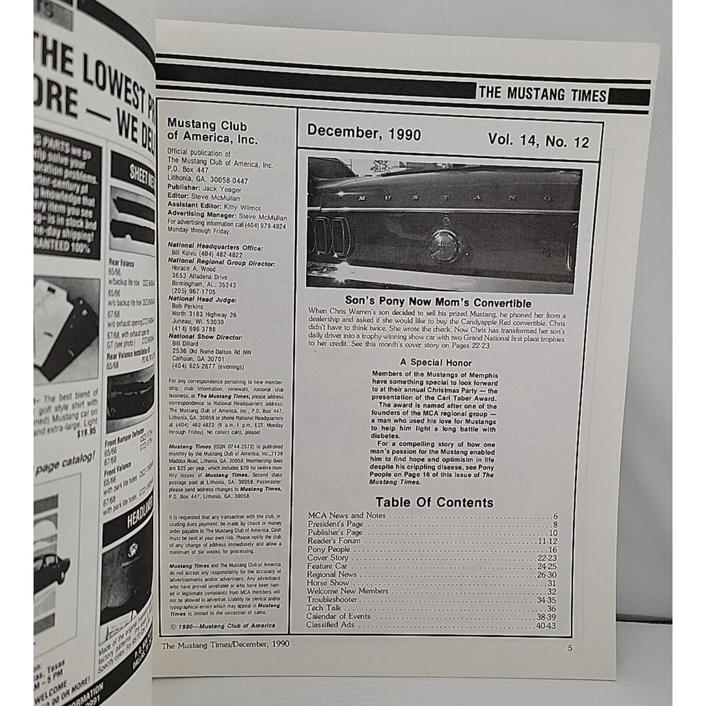 Mustang Times December 1990 Magazine