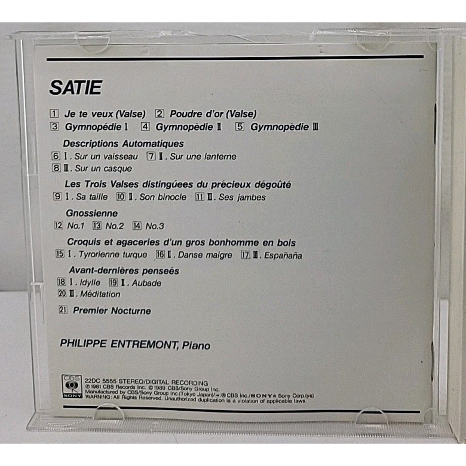 Erik Satie: Je Te Veux / Entremont CD