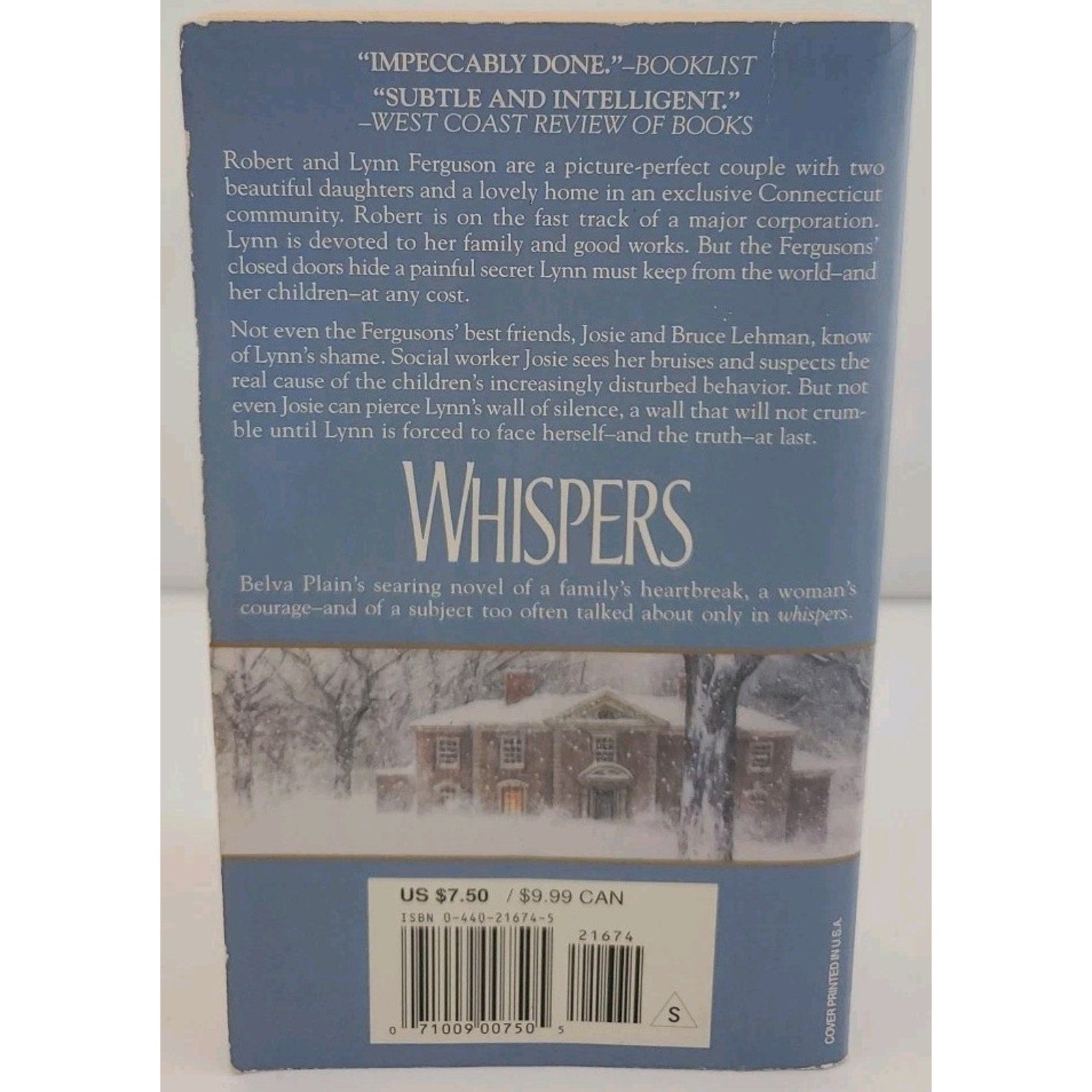 Whispers : A Novel by Belva Plain (1994, Mass Market)
