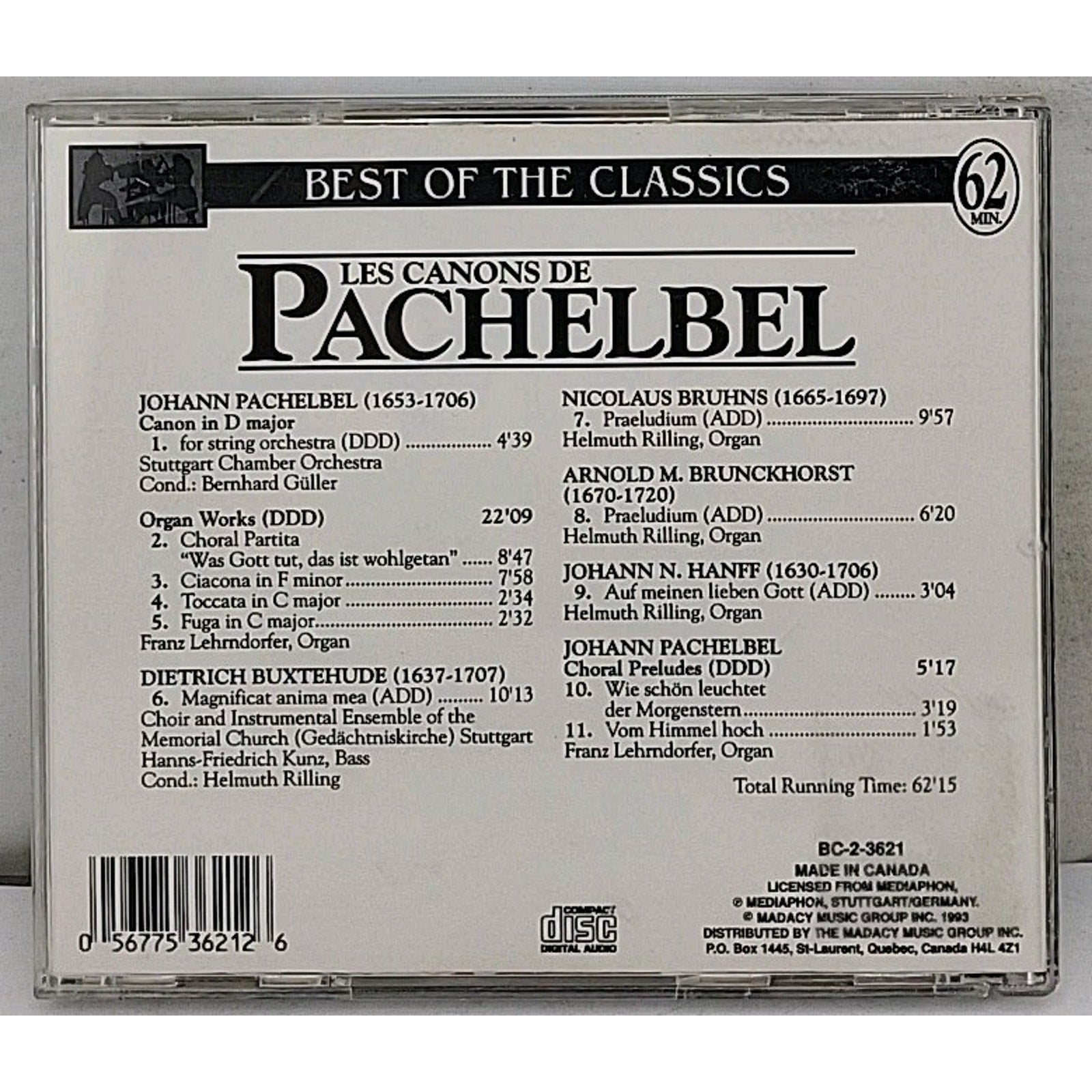 Canon/Organ Works/Choral Prelu by J. Pachelbel (CD, 1994)