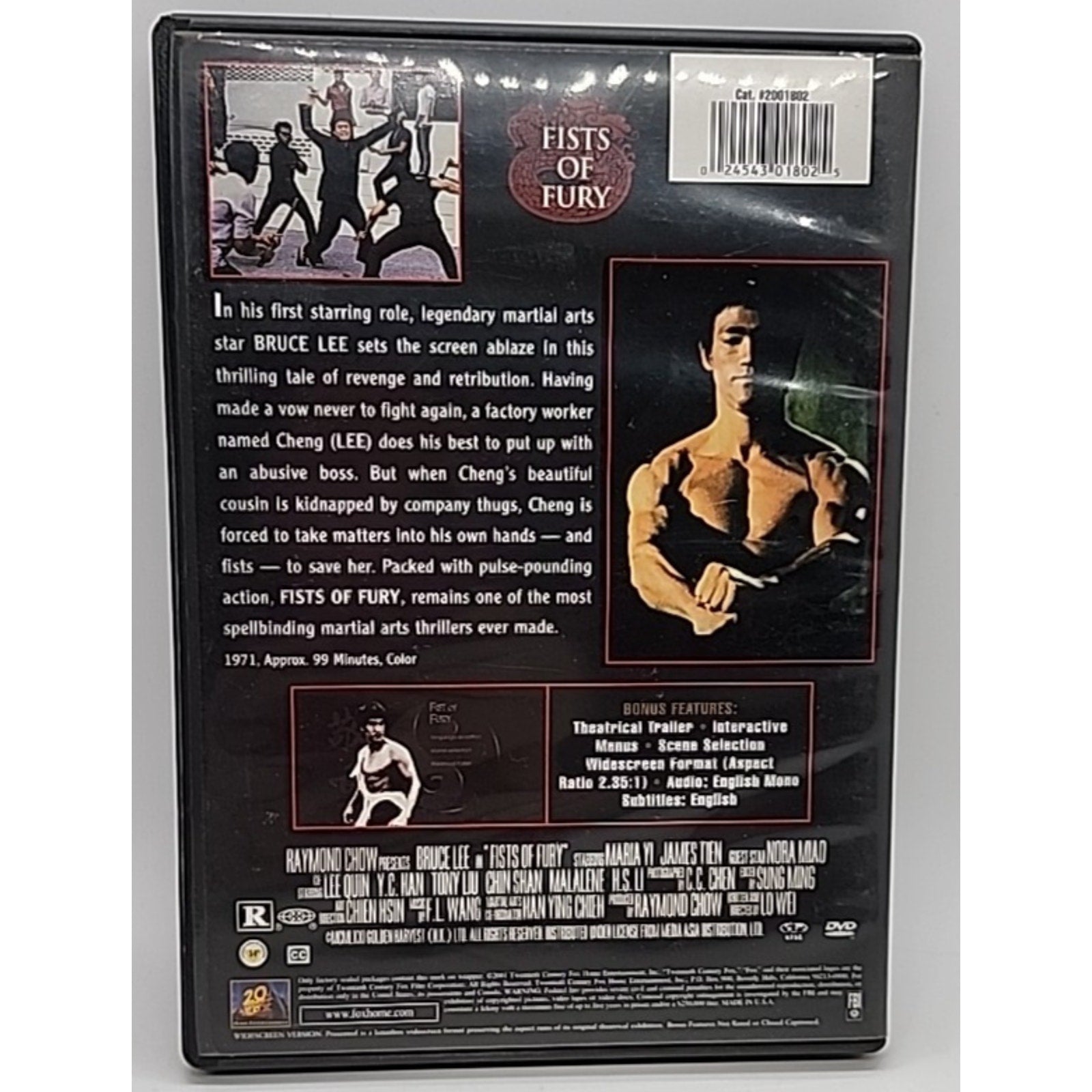 Bruce Lee Fists of Fury Martial Arts Movie 1971 DVD Release 2001