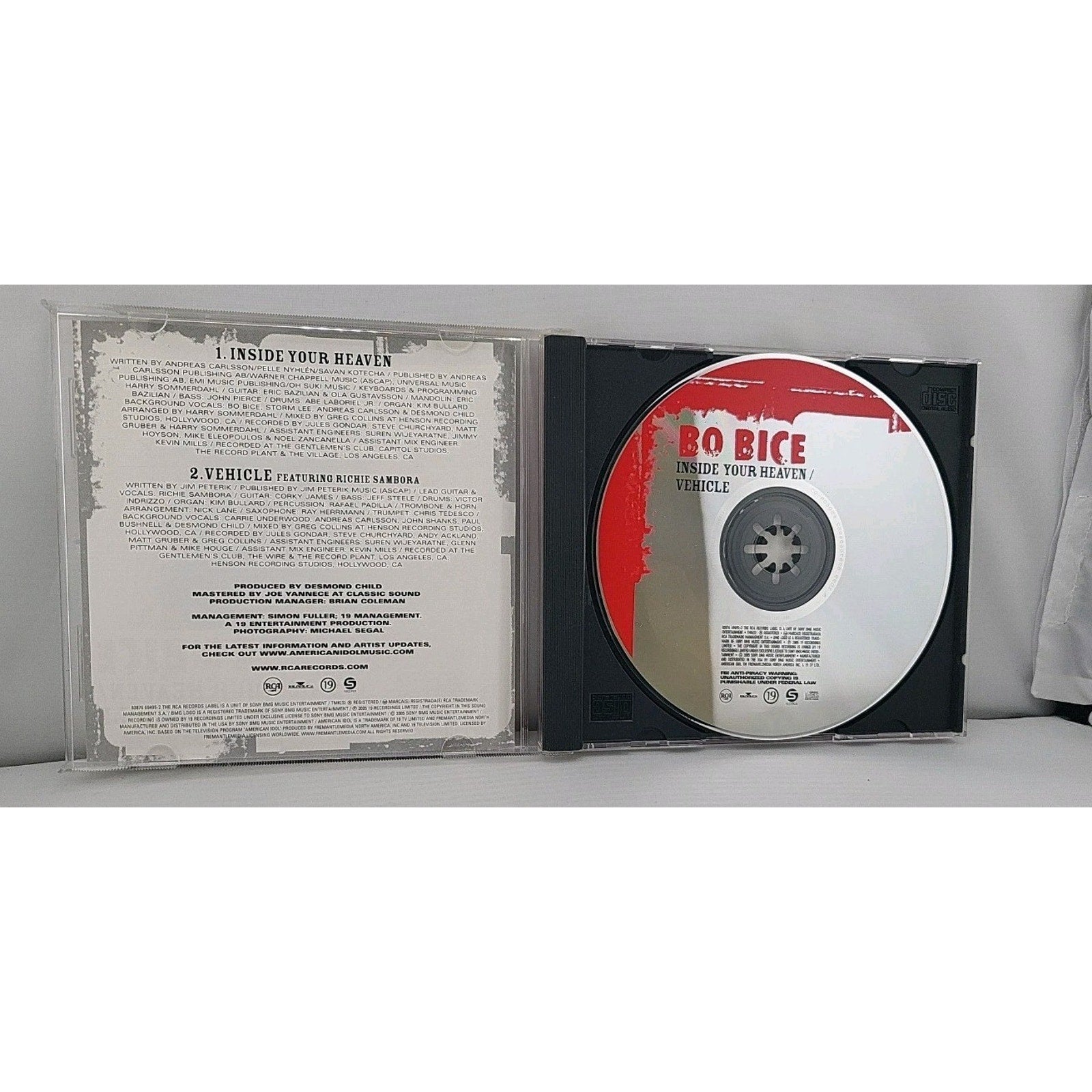 Inside Your Heaven by Bo Bice (CD Single, 2005)