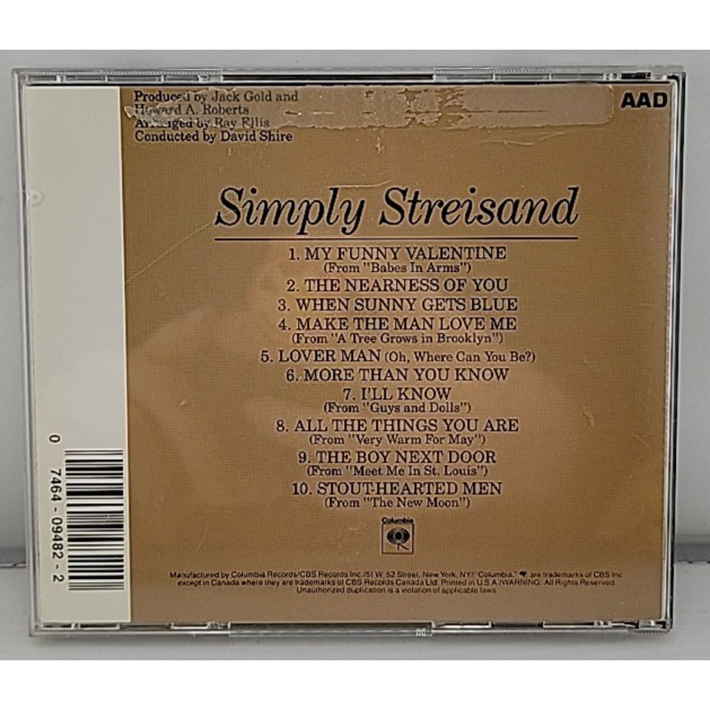Simply Streisand by Barbra Streisand (CD, Jul-1989, Columbia (USA))