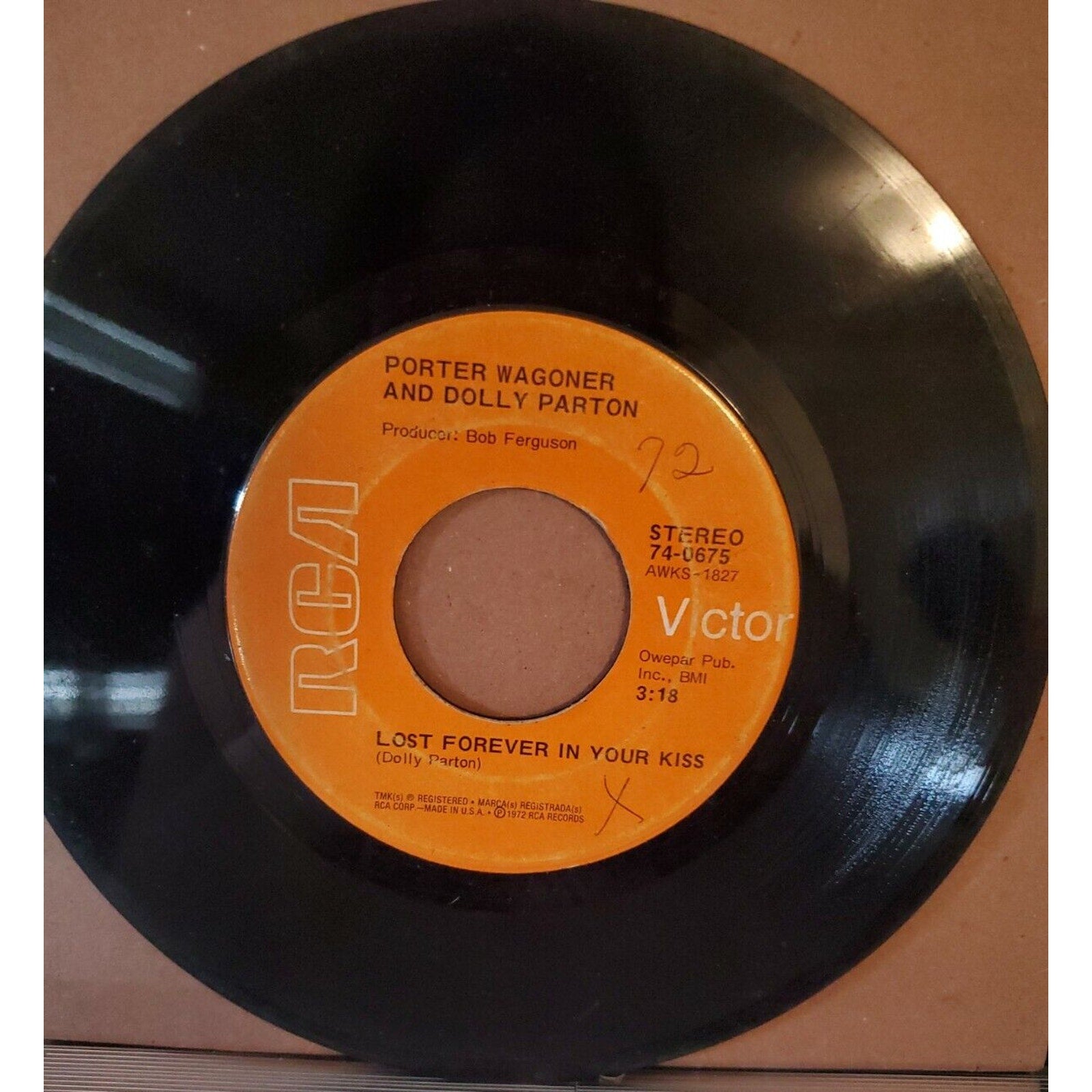Porter Wagoner Dolly Parton Lost Forever In Your Kiss 45 RCA 1972