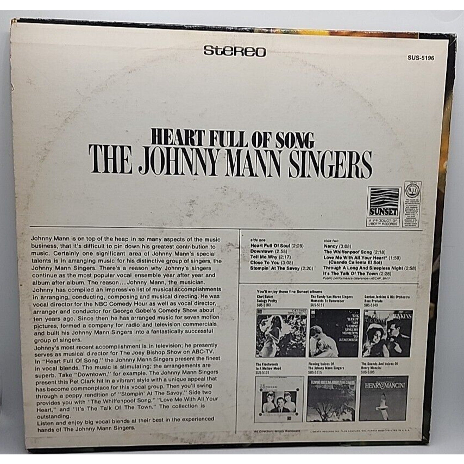The Johnny Mann Singers ‎– Heart Full Of Song (Record)