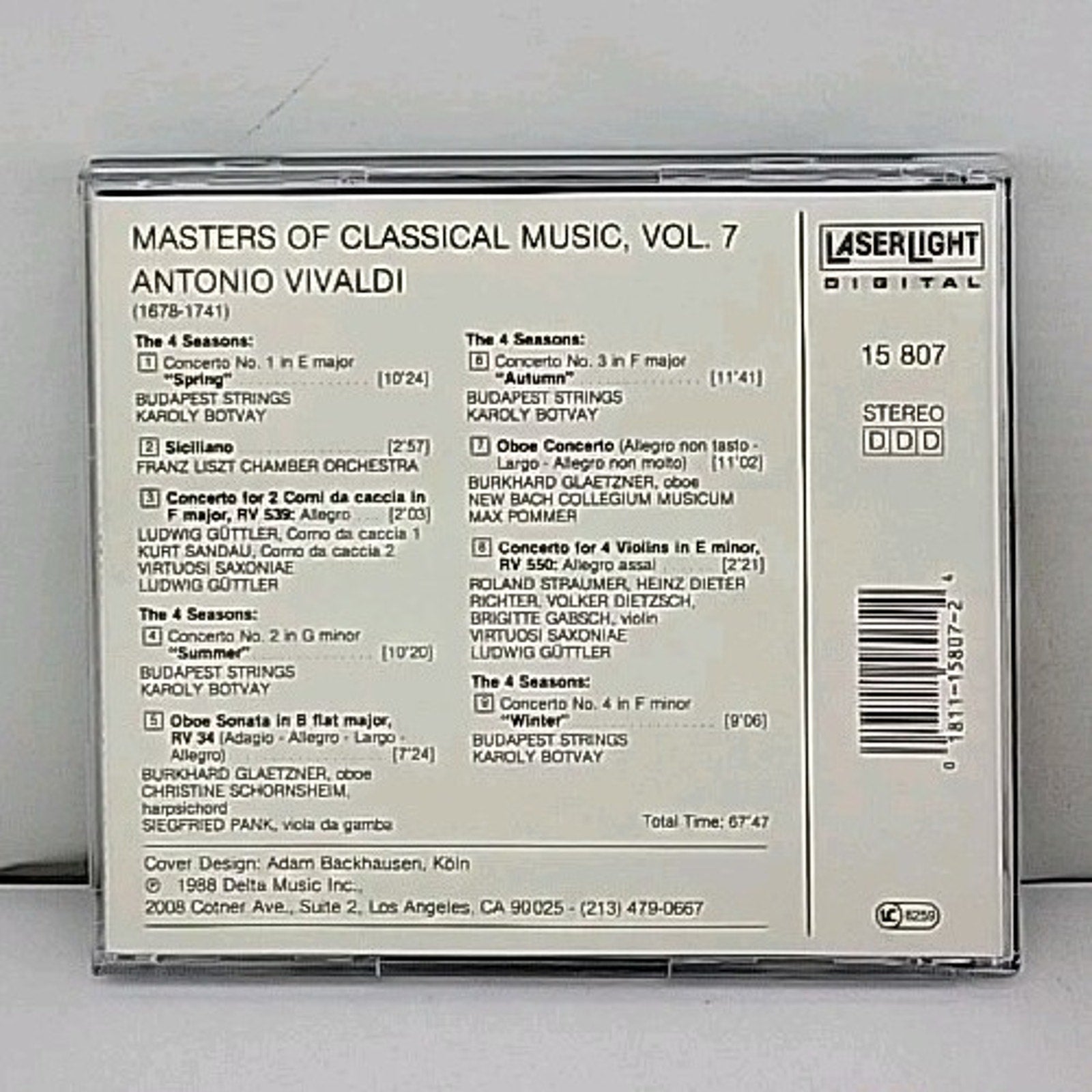 Masters of Classical Music by A. Vivaldi (CD, 1990)