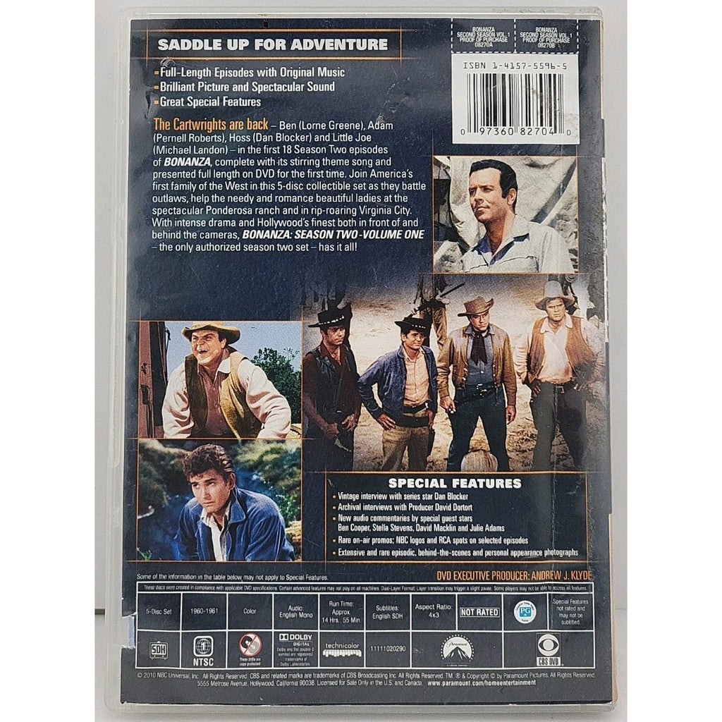 Bonanza: the Official Second Season Volume 1 (DVD, 1960)