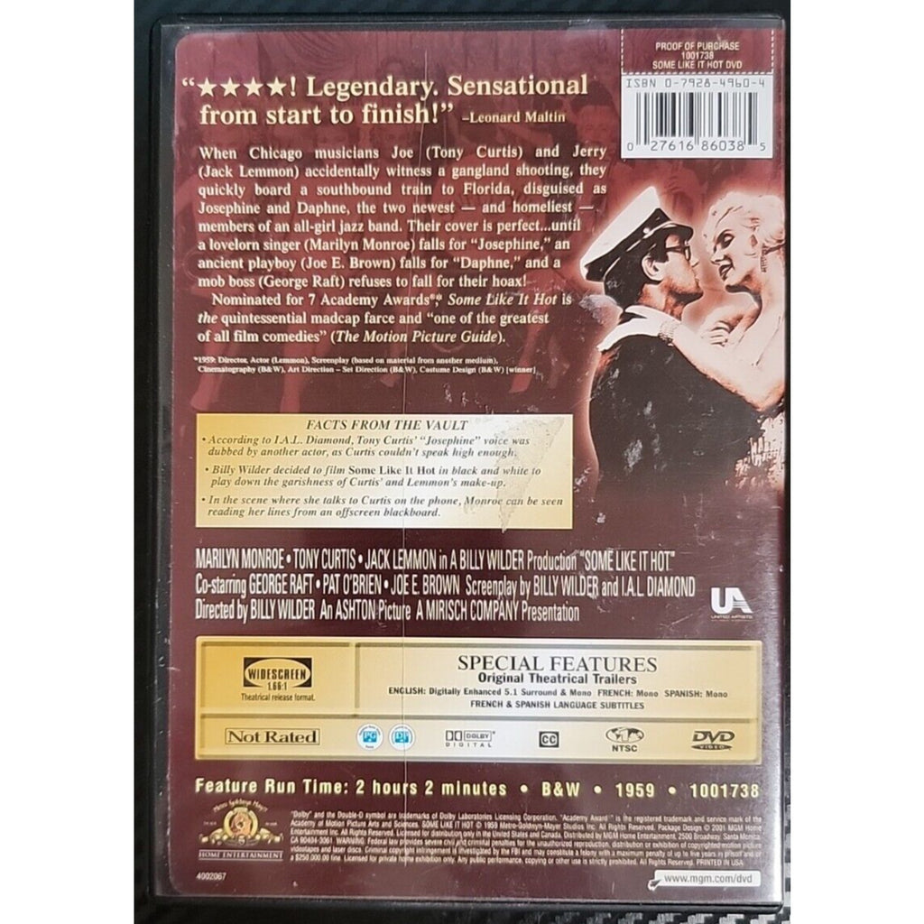 Some Like It Hot (DVD, 1959)