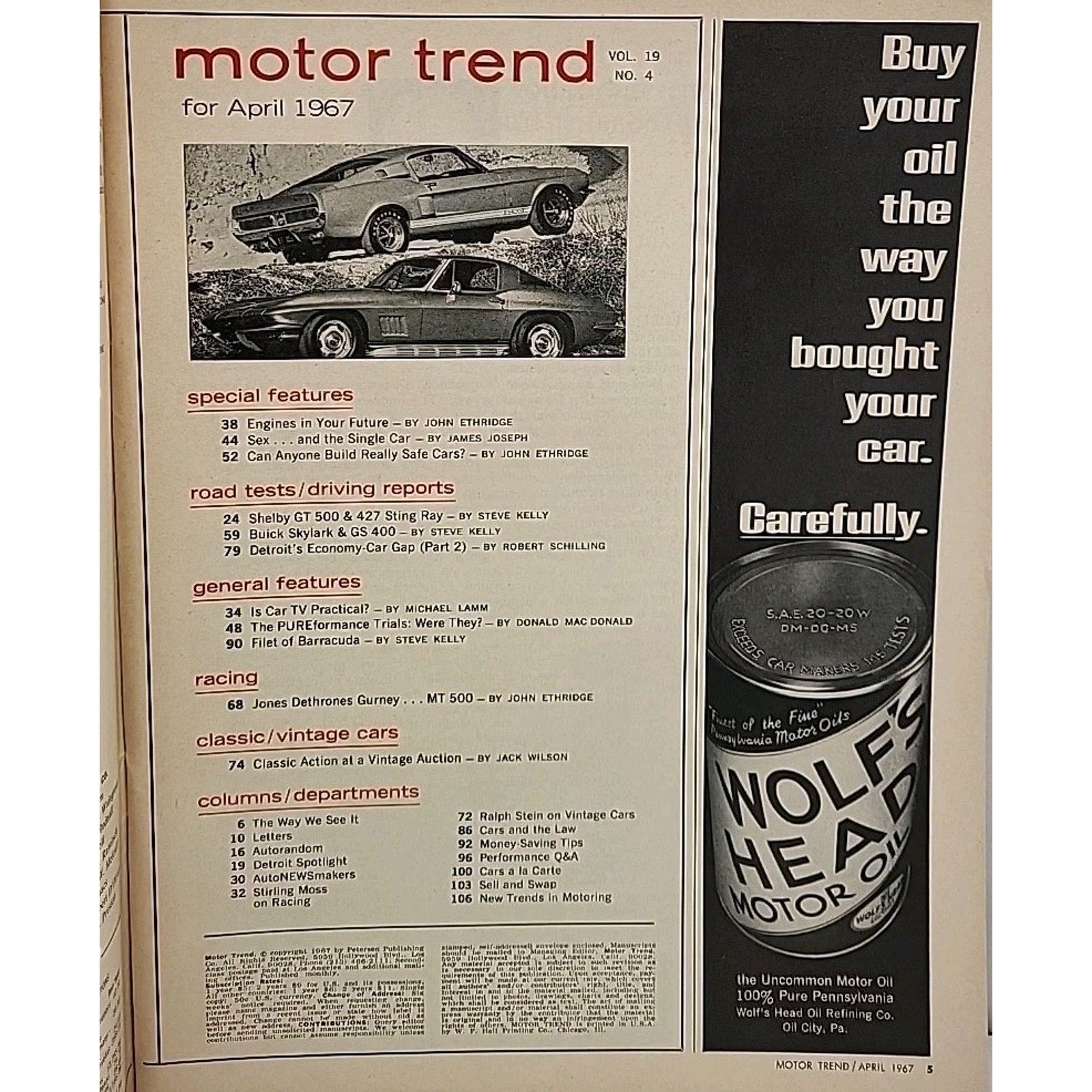 Motor Trend Magazine April 1967 Vol. 19 No. 4