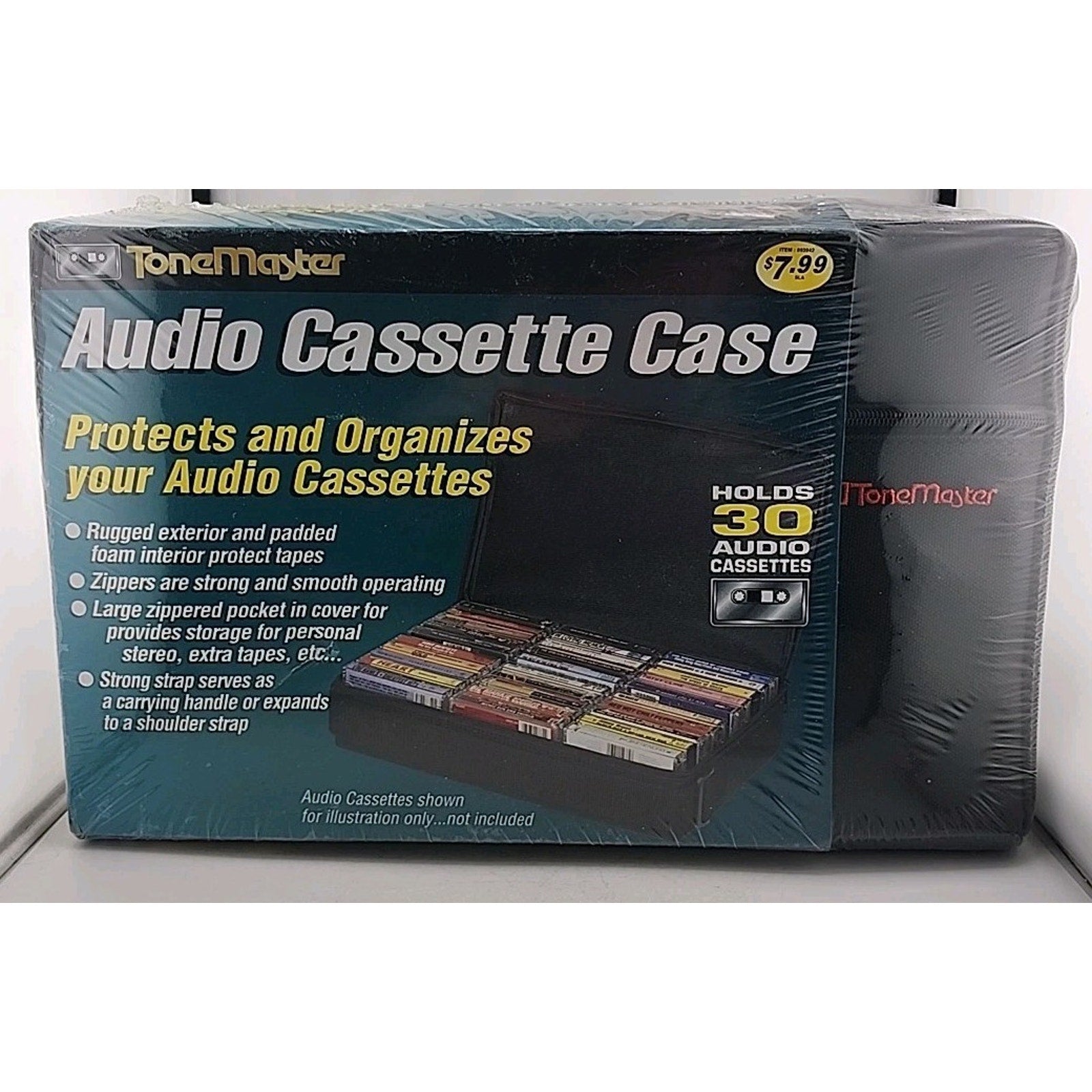 ToneMaster 30 Cassette Carrying Case Black Nylon w/ Front Pocket Carrying Strap