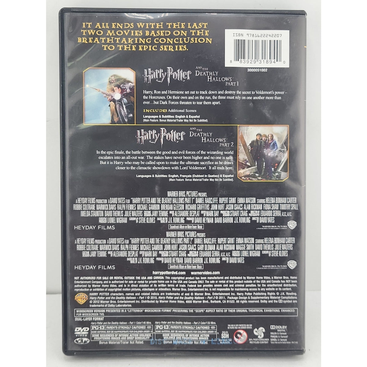 Harry Potter and the Deathly Hallows PART 1 & 2 DOUBLE FEATURE (DVD, 2012)
