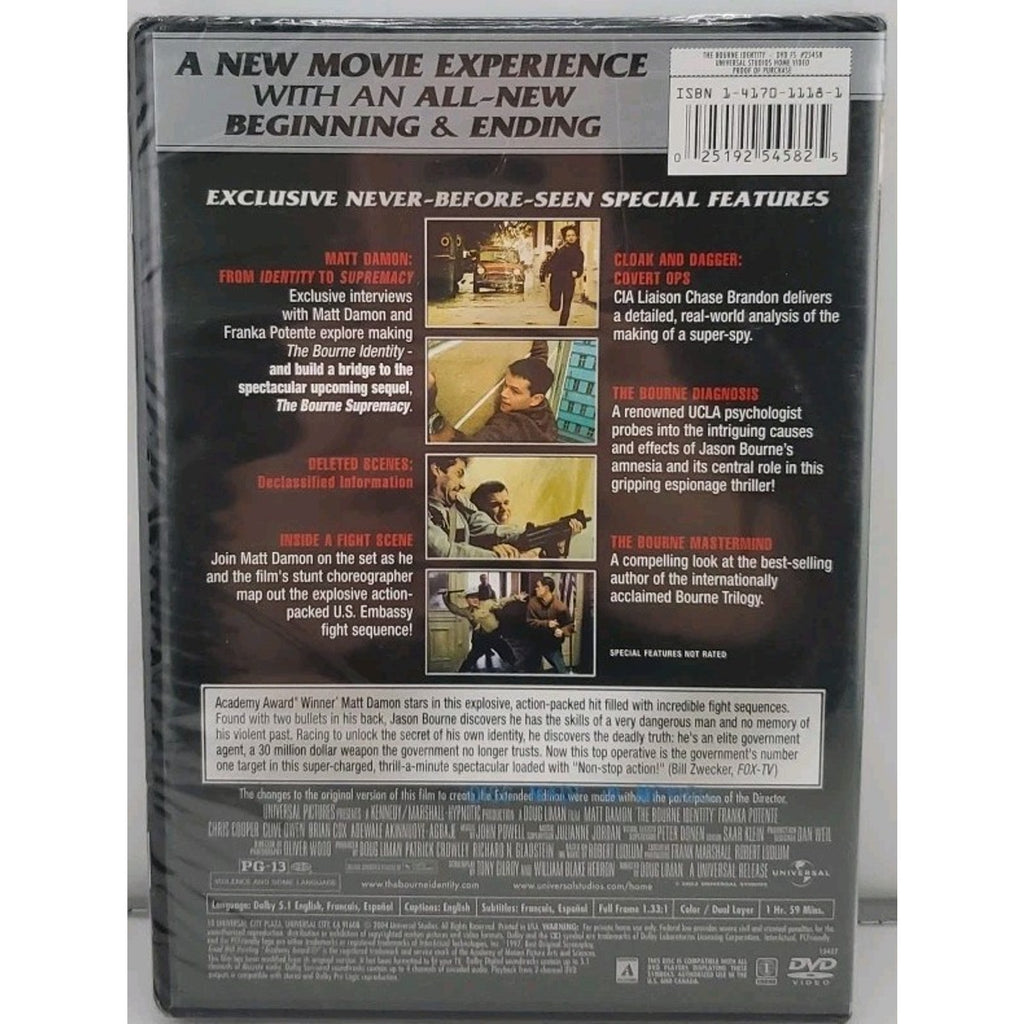 The Bourne Identity (DVD, 2004, The Explosive, Extended Edition - Full Frame)