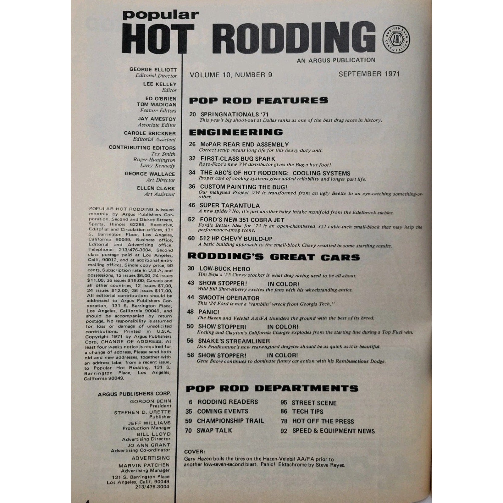 Popular Hot Rodding Magazine September 1971