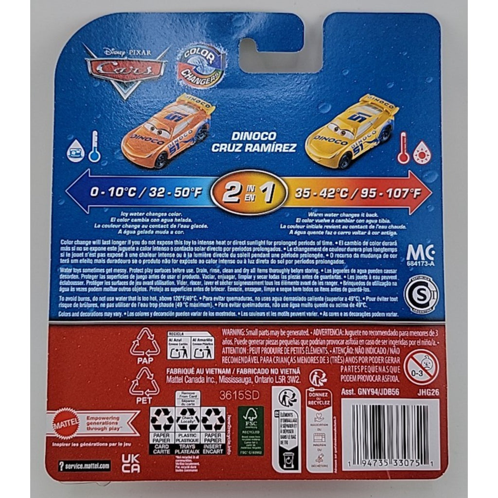 Disney Pixar Cars 2 in 1 Color Changers Dinoco Cruz Ramirez 1:55 Scale
