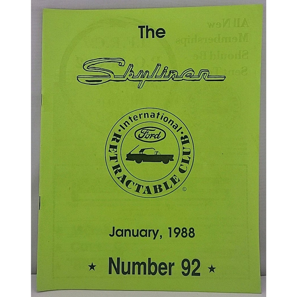 The Skyliner - International Retractable Club - January 1988 Number 92