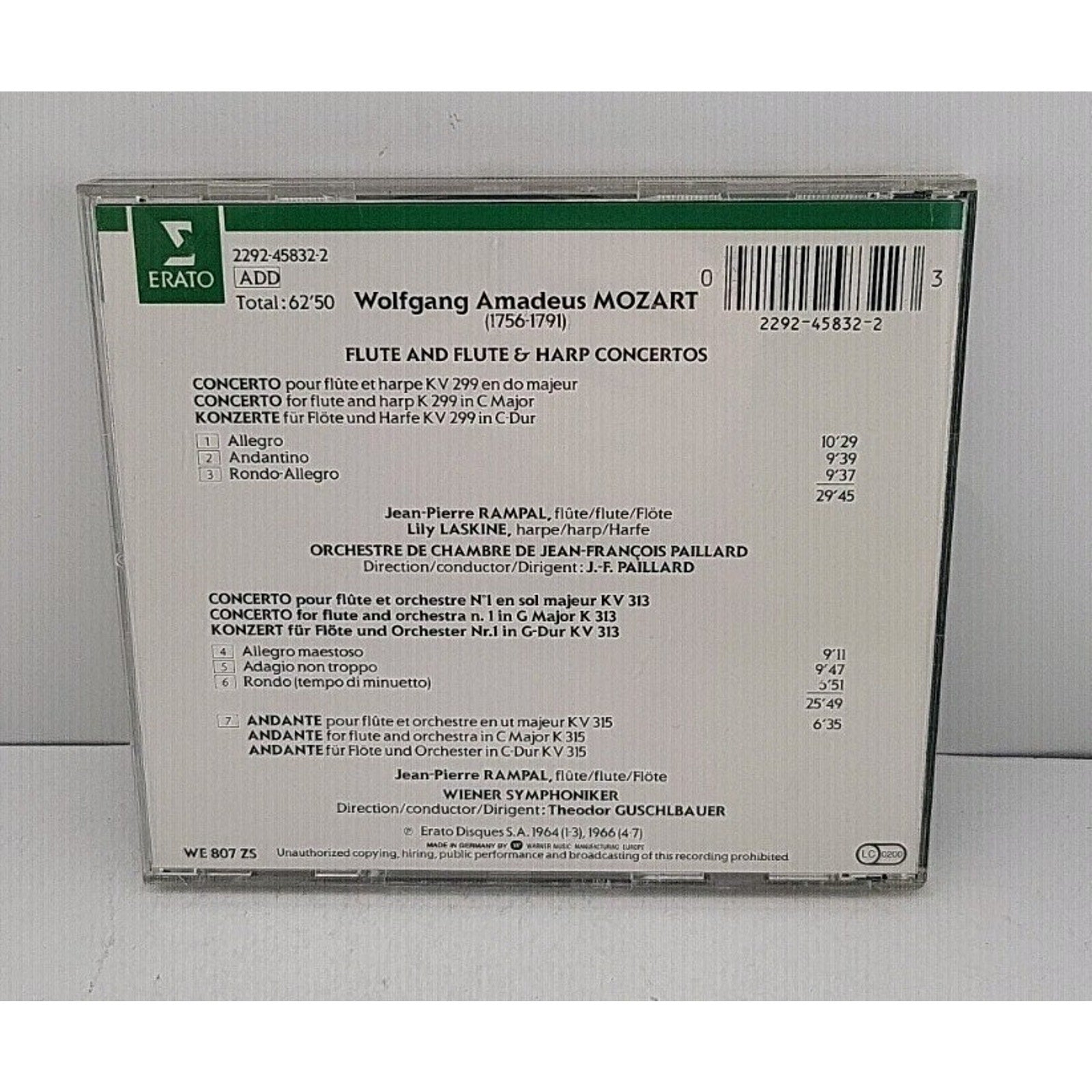 Mozart/ Flute And Flute & Harp Concertos Jean-pierre Rampal Edition CD