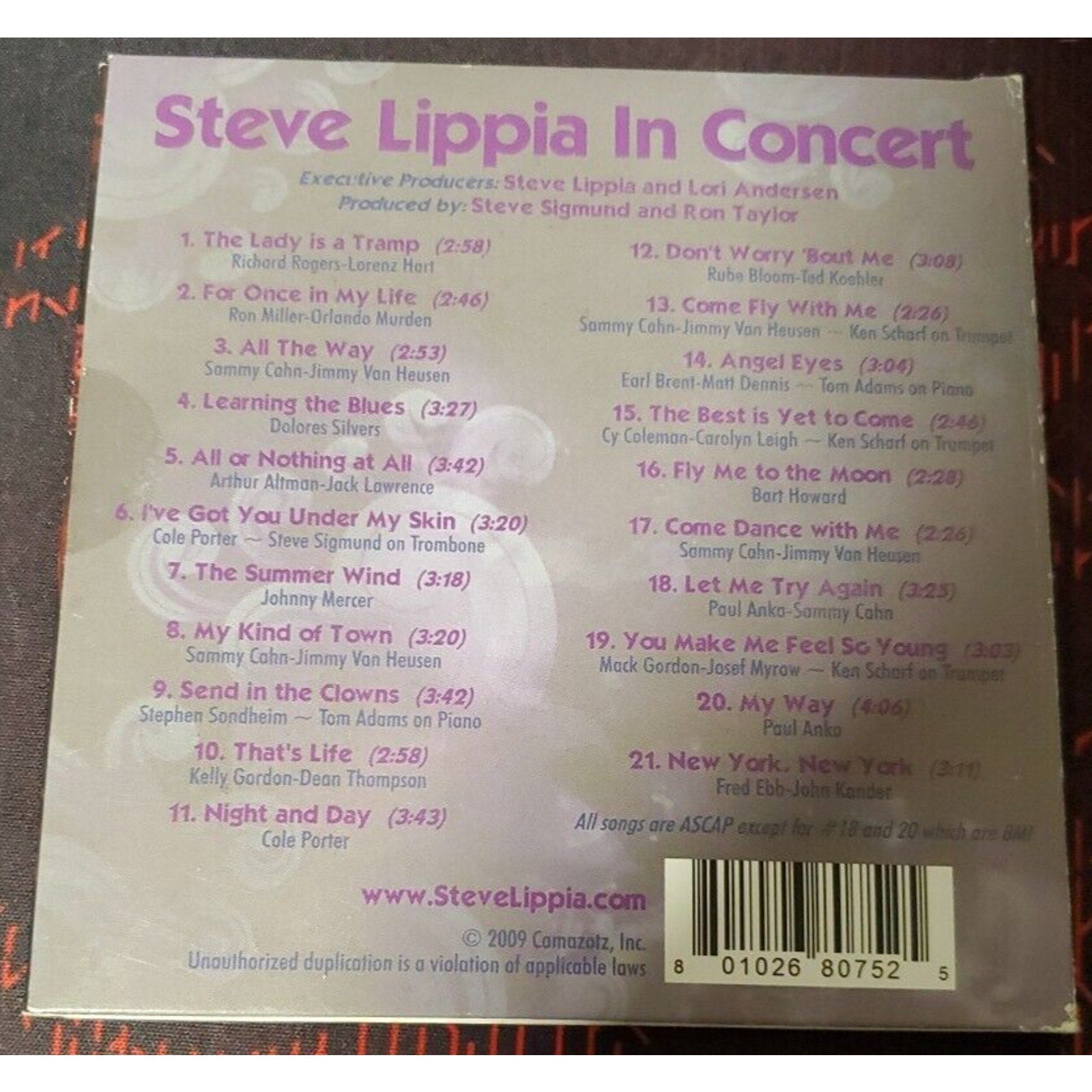 In Concert by Steve Lippia (CD, 2009)