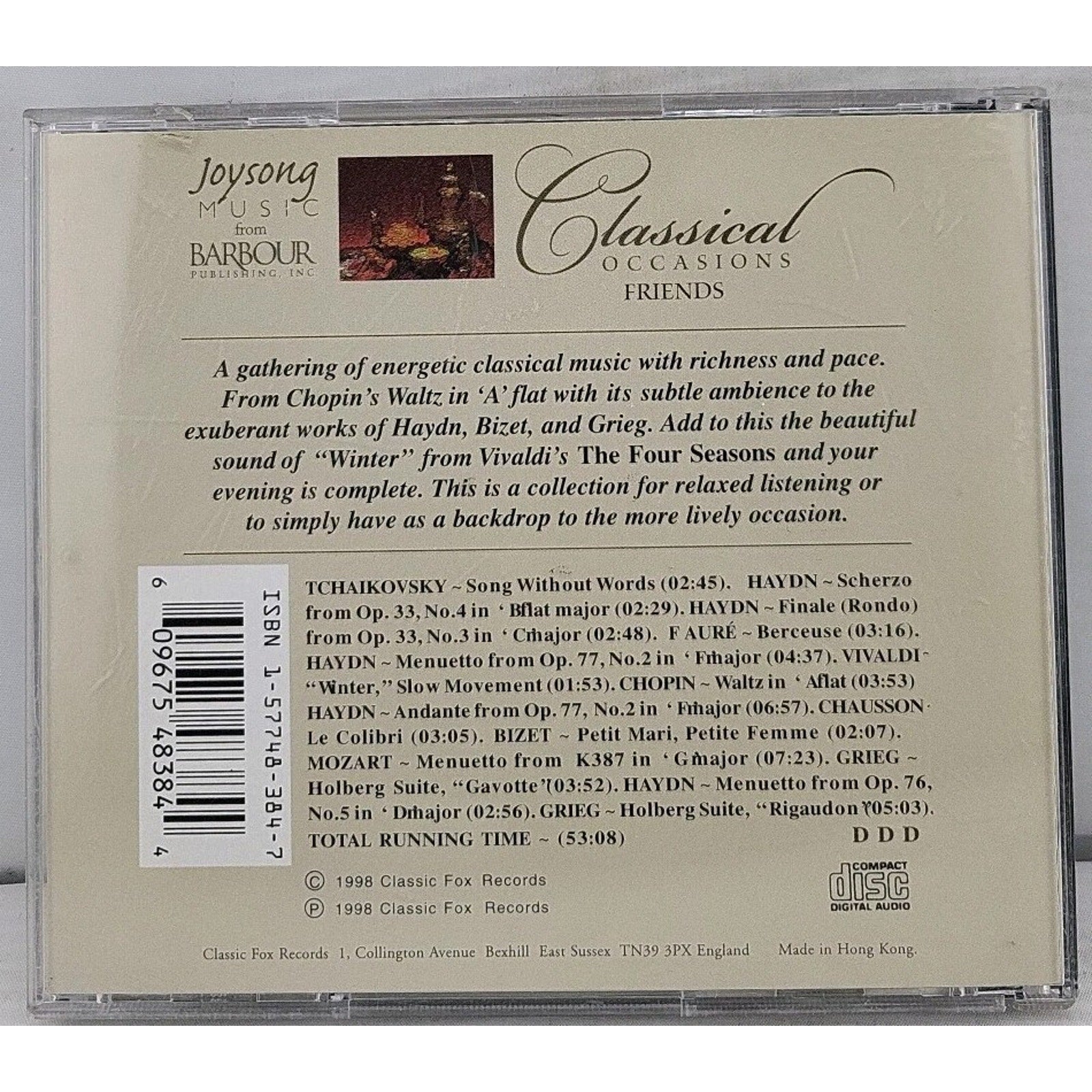 Classical Occasions Friends CD Delightful Music for Entertaining