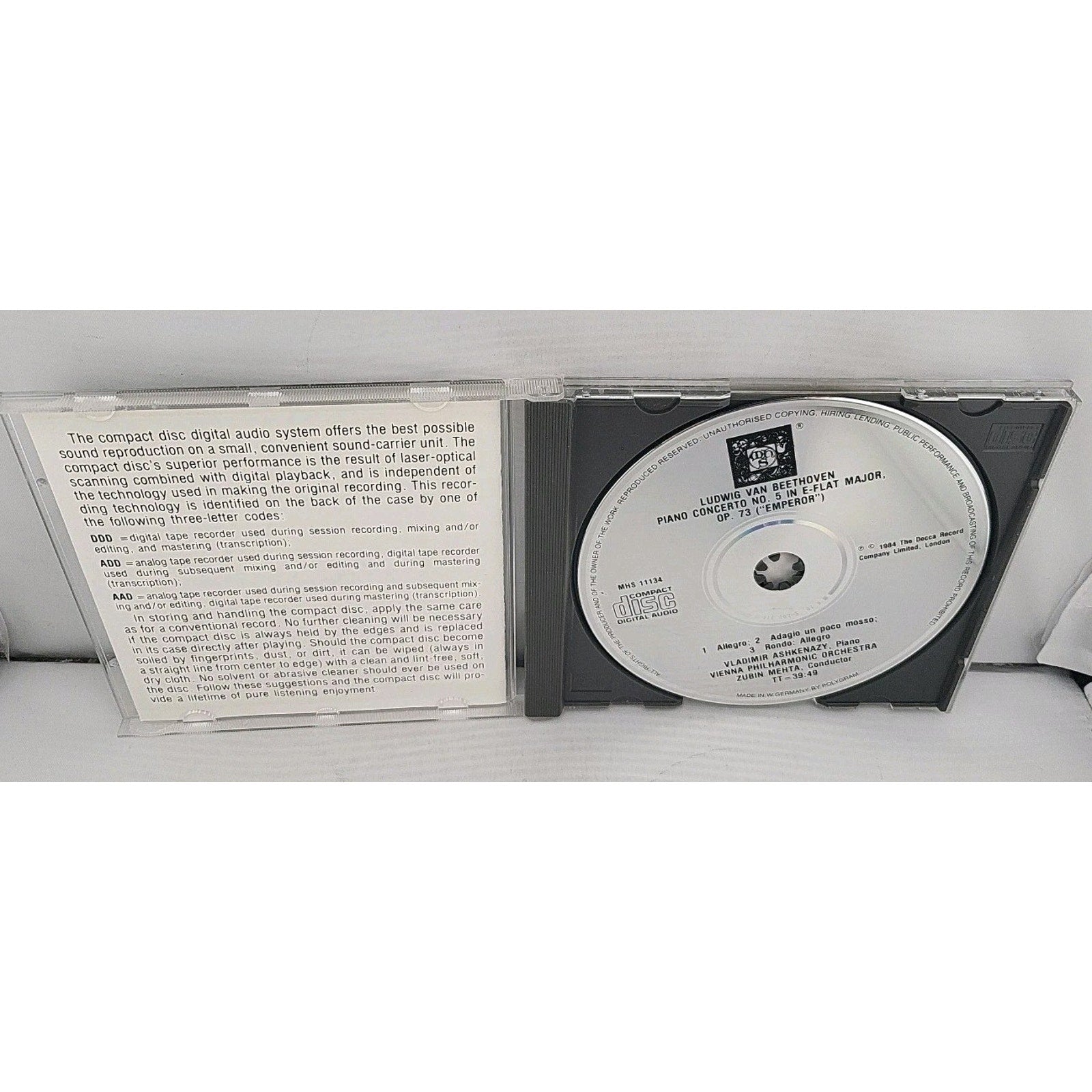 Ludwig Van Beethoven - Piano Concerto No. 5 "Emperor" CD