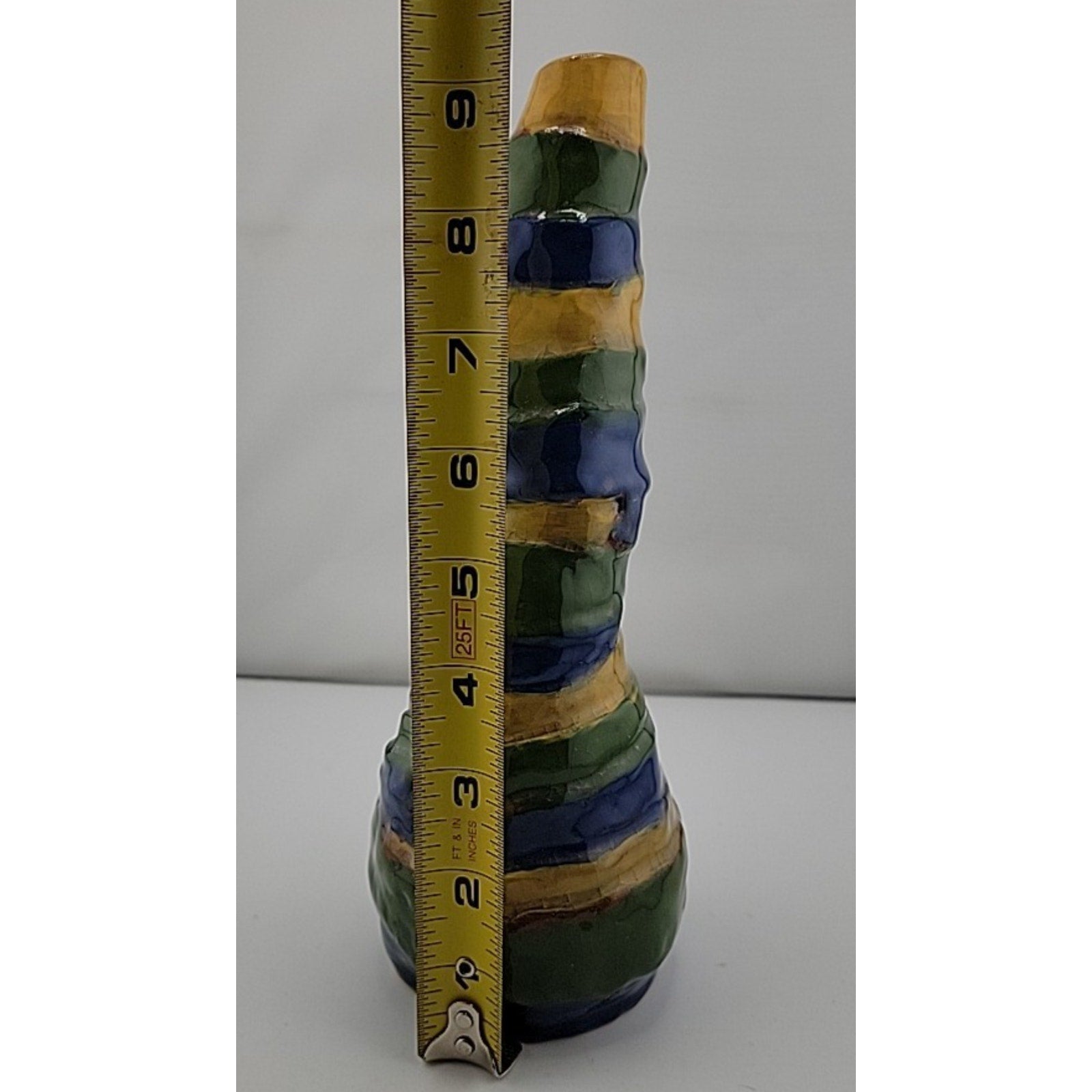 Blue Green Yellow Ceramic Wavy Vase