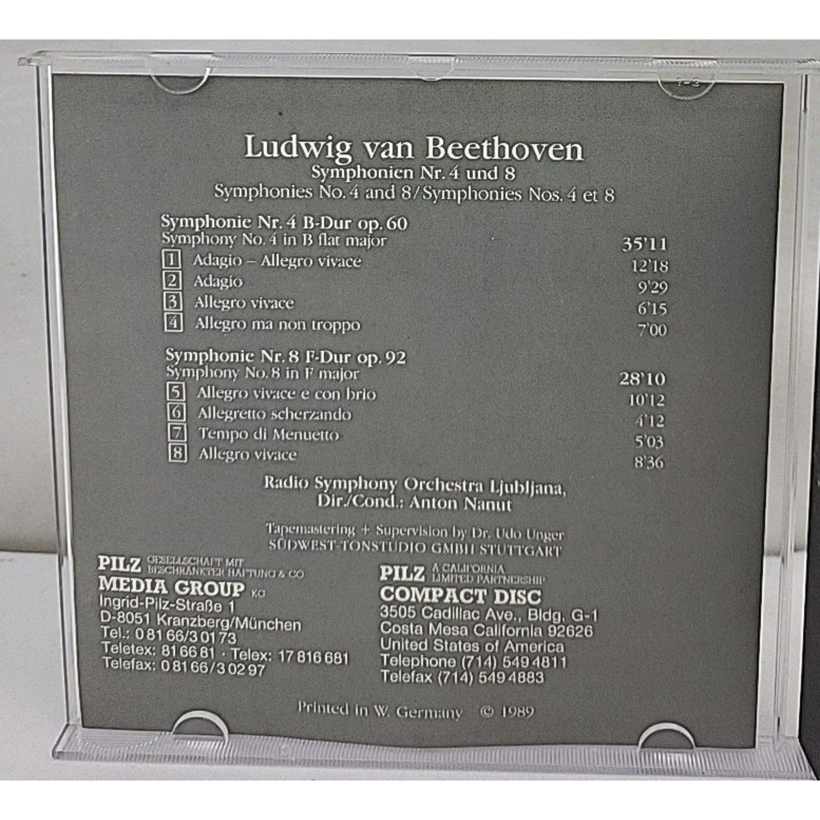 Beethoven: Symphonien Nr. 4 und Nr. 8 (Vienna Master Series) - Music CD