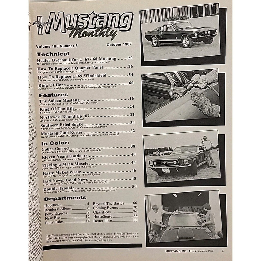 Mustang Monthly Magazine October 1987 Volume 10 Number 8