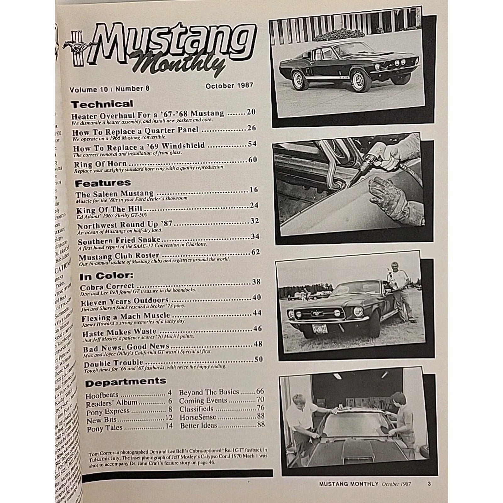 Mustang Monthly Magazine October 1987 Volume 10 Number 8