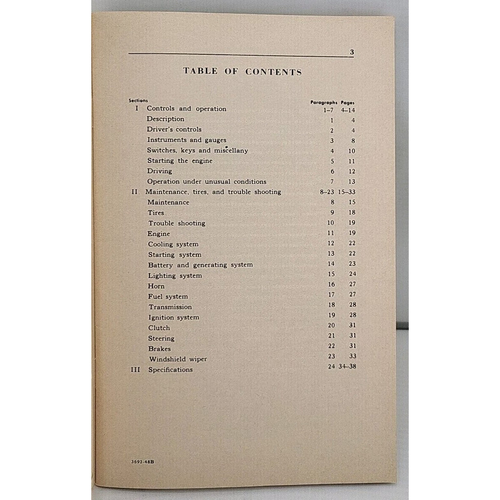 Operator's Manual 1948 Ford V-8 Passenger Car Model 899A