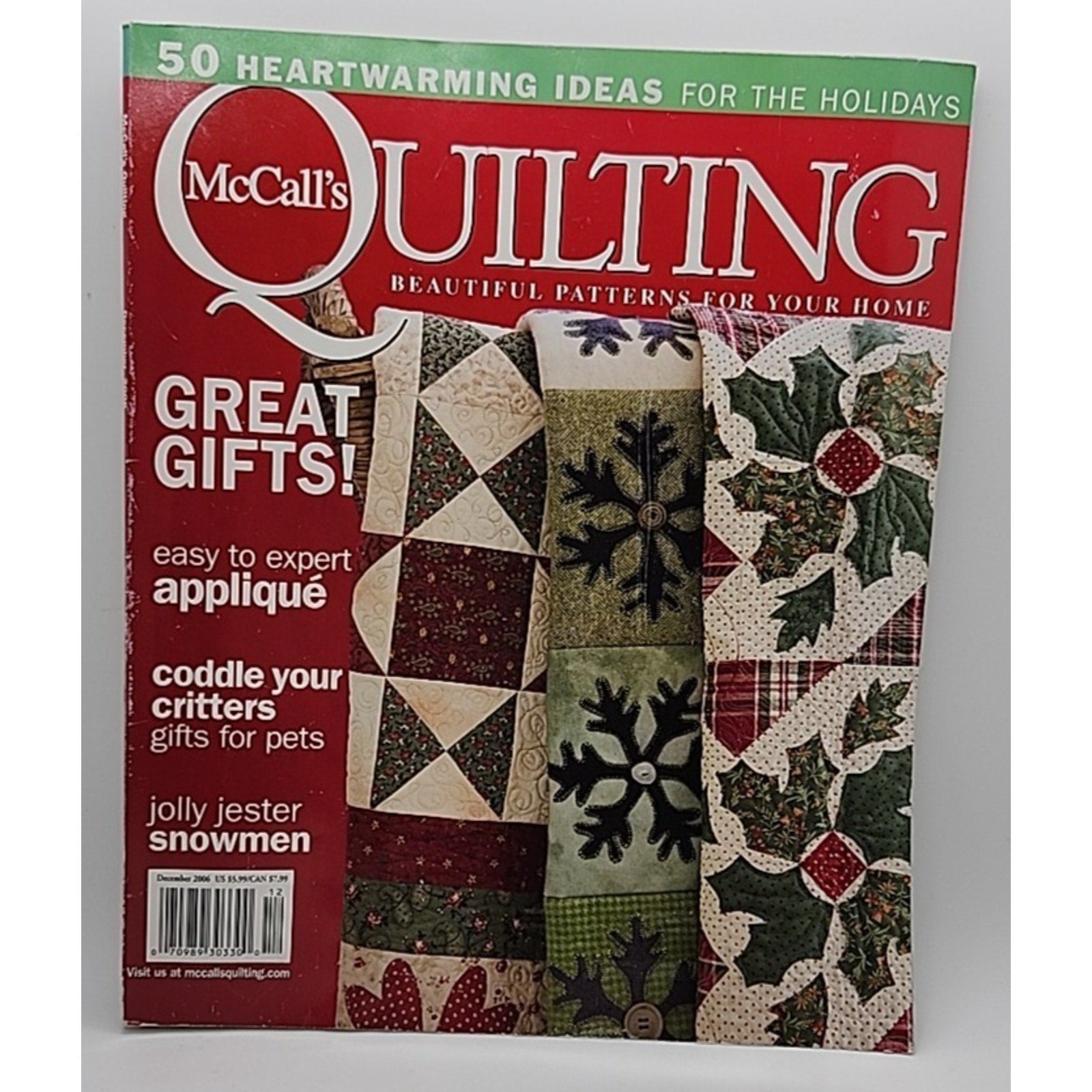 McCall's Quilting Magazine Pet Gifts Easy To Expert Applique 50 Holiday Ideas