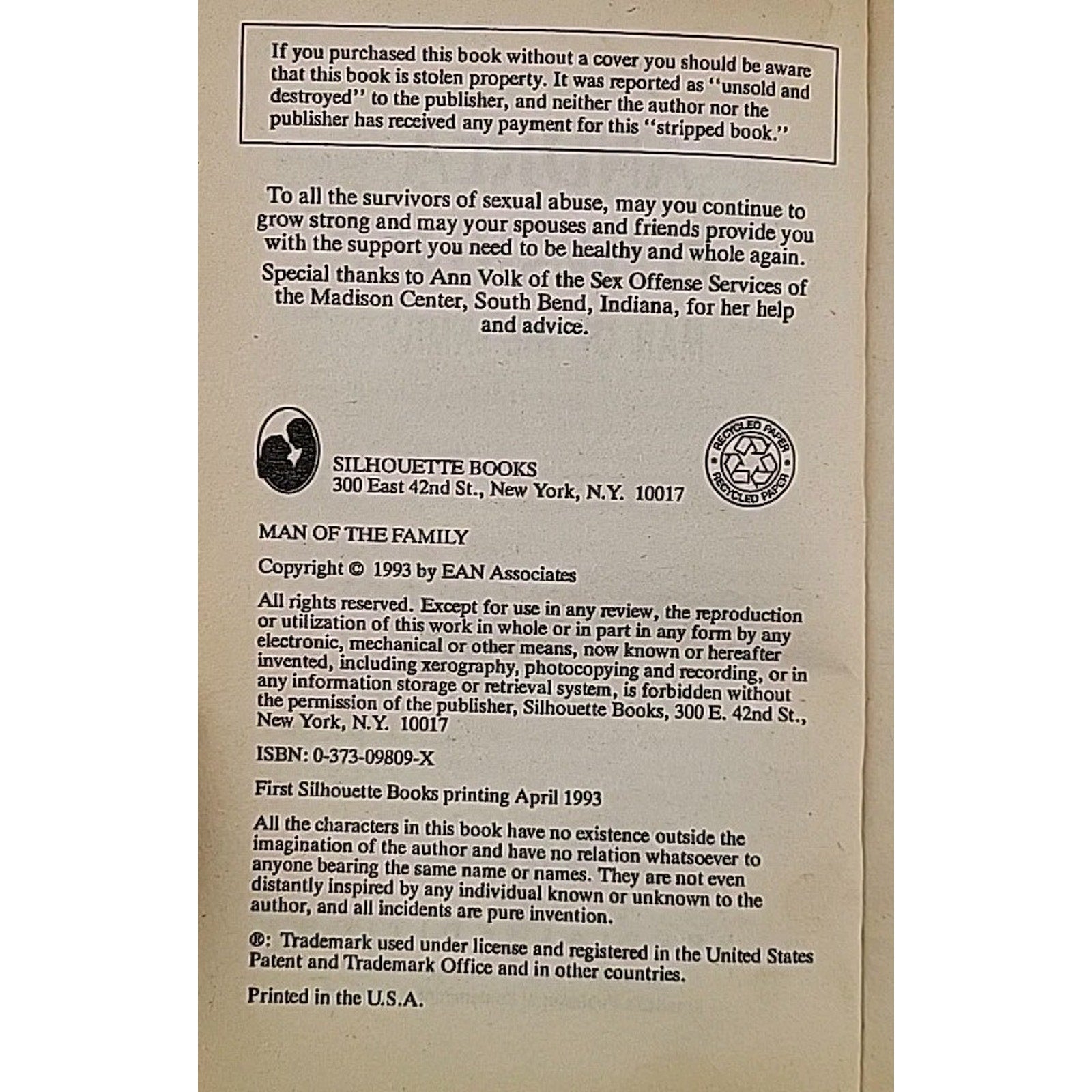 Man of the Family by Andrea Edwards (1993, Mass Market)