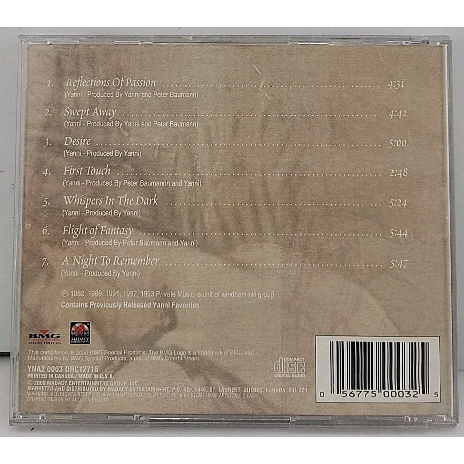 Whispers in the Dark by Yanni (CD, 2000, Madacy)