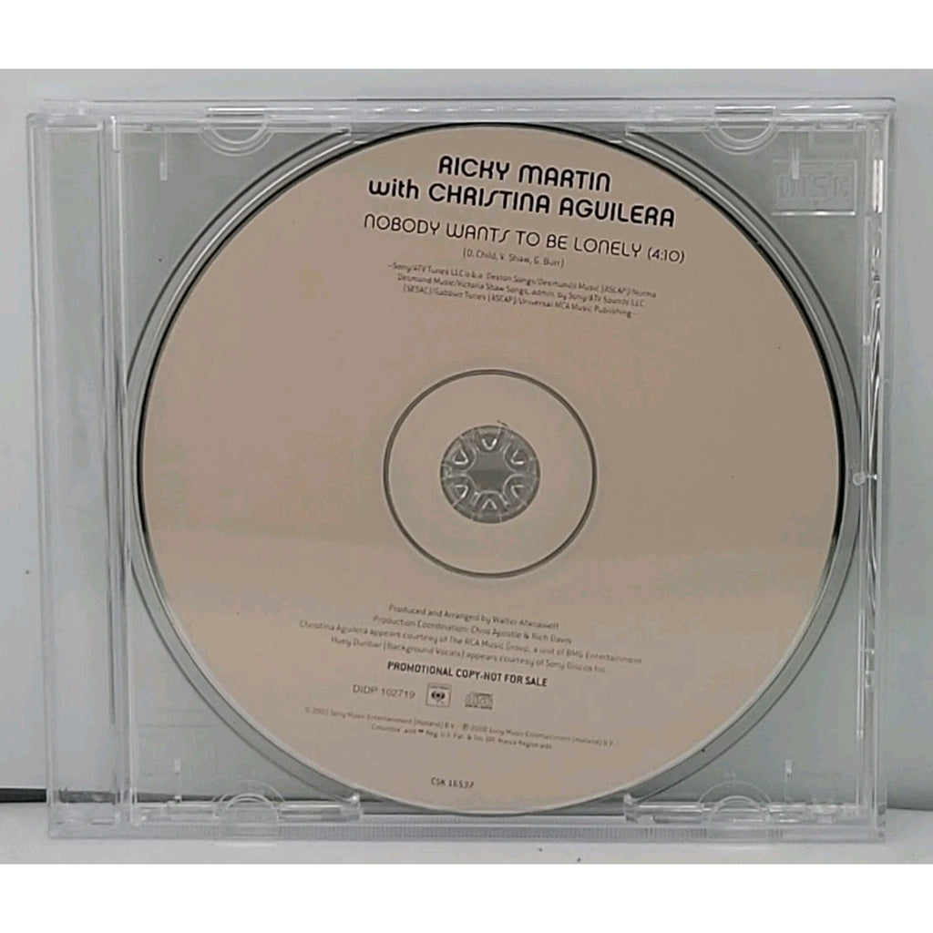 Ricky Martin with Christina Aguilera Nobody Wants to Be Lonely CD *Disc Only*