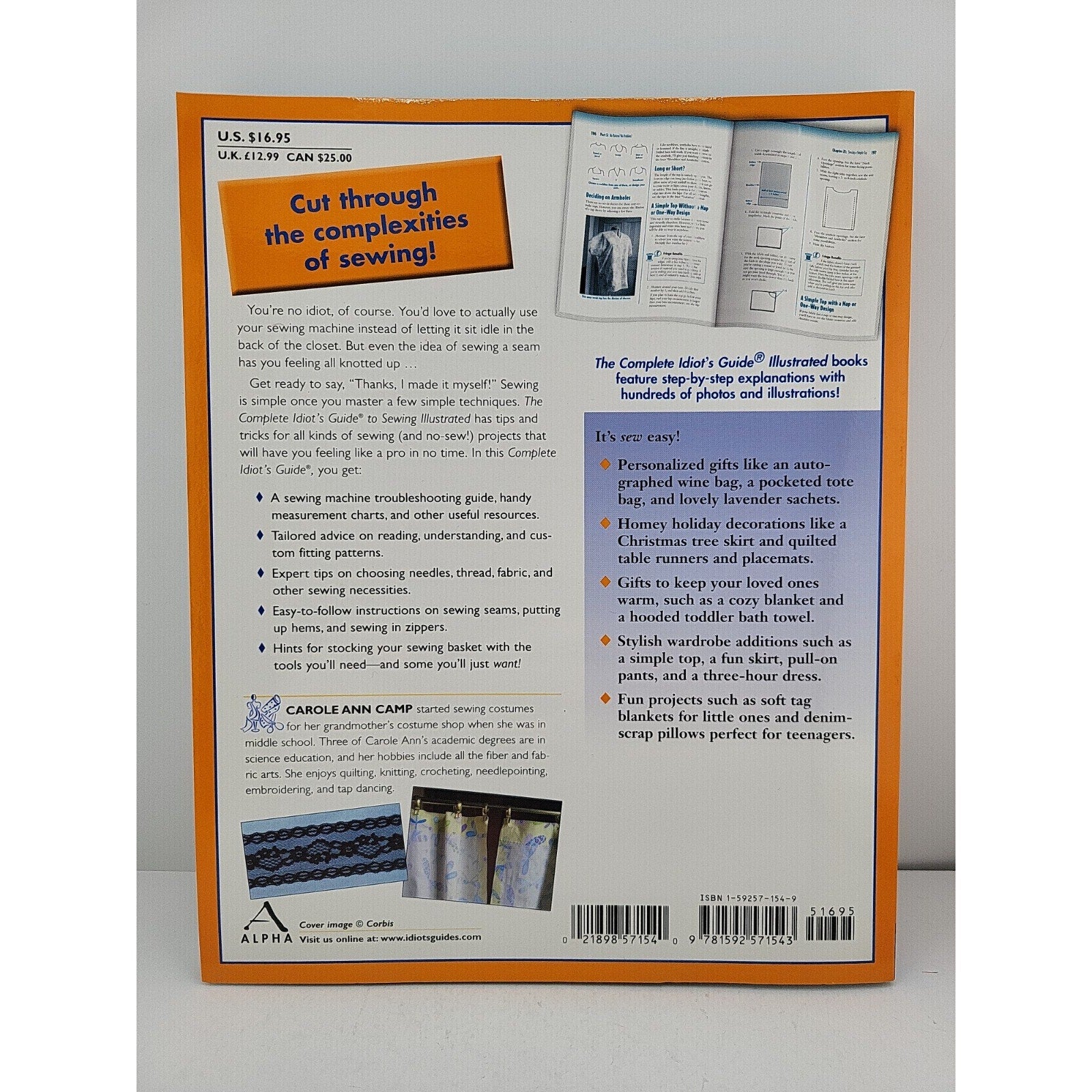 Complete Idiot's Guide to Sewing by Carole Ann Camp (2005, Uk-B Format...