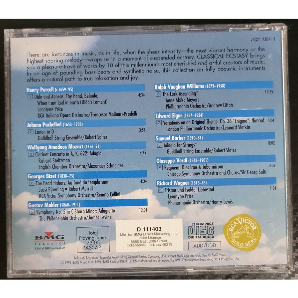 Classical Ecstasy Classics for a New Age (CD, May-1996, RCA)