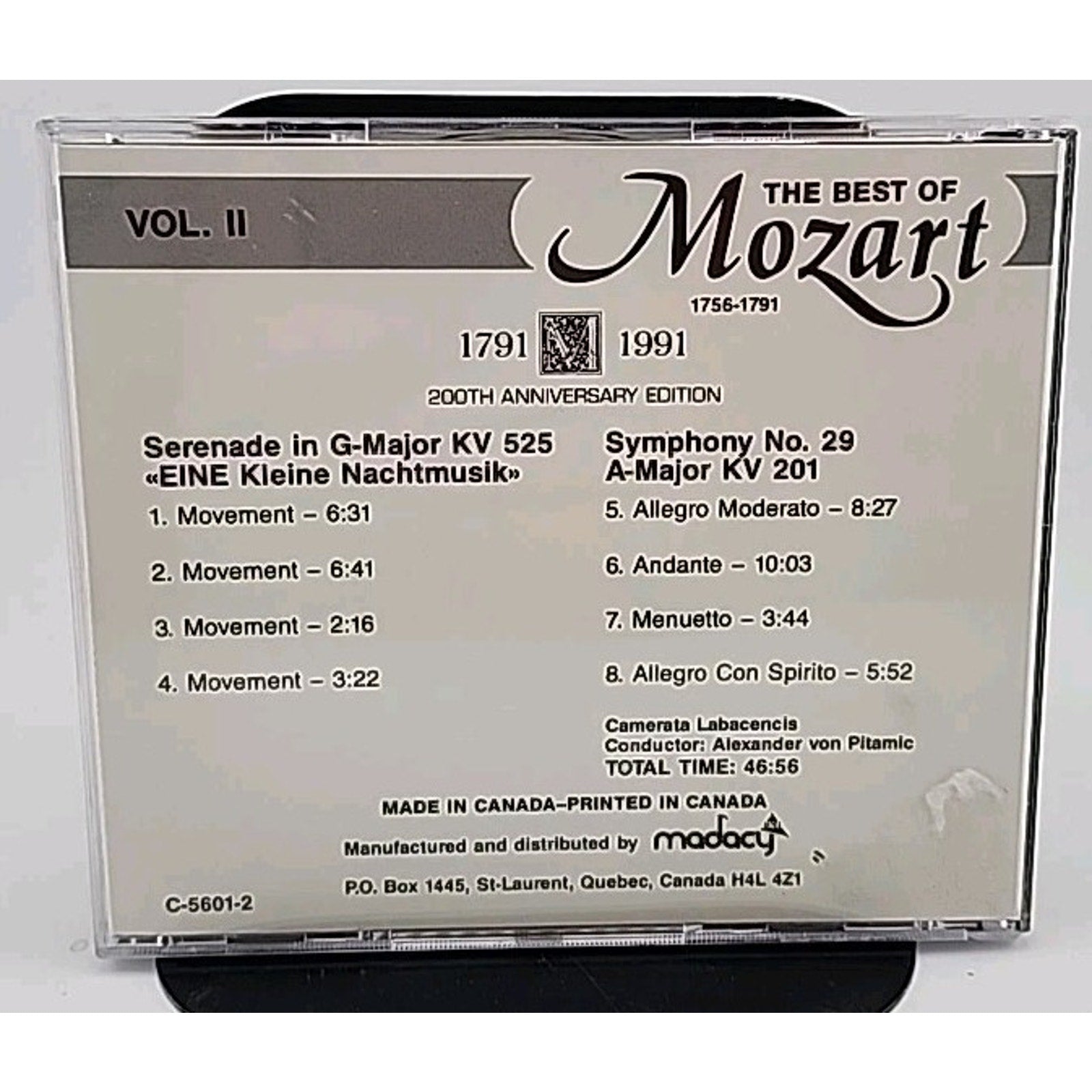 The Best Of Mozart 1756-1791 (CD, 1991 ) 200th Bicentennial Edition